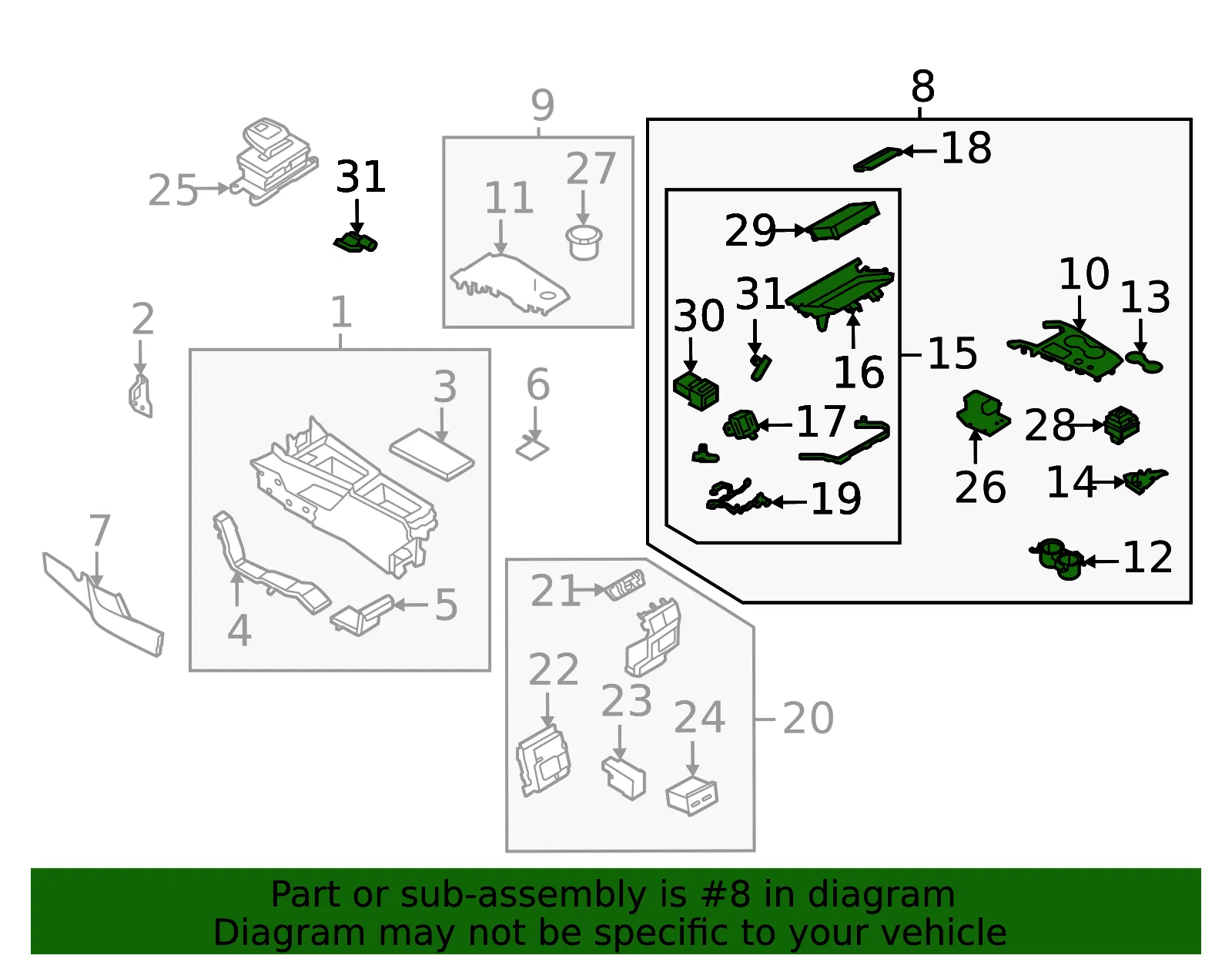 Console Panel - Nissan (96941-6RB1A) - view 2