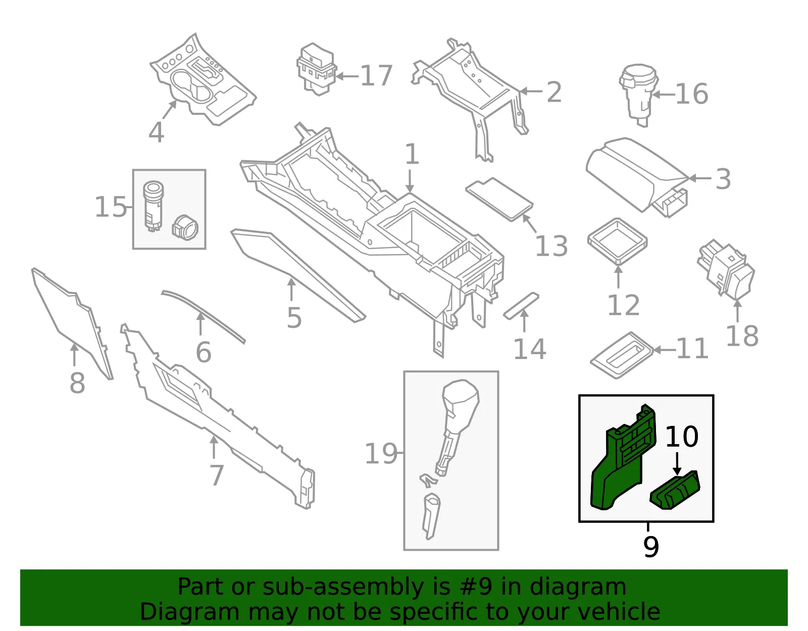 Console Panel - Nissan (96950-9UH1A) - view 2