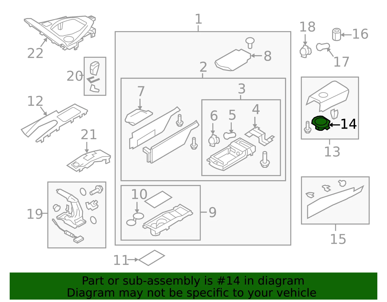 Rear Cup Holder Assembly - Nissan (96965-KB50A) - view 2