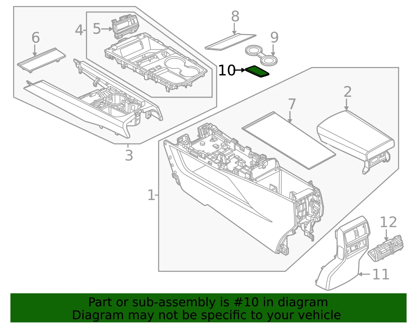 Console Mat - Nissan (96973-7BA0A) - view 2
