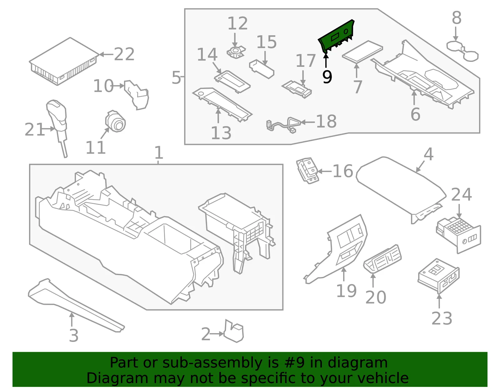 Console Trim Panel - Nissan (96988-9HF2A) - view 2