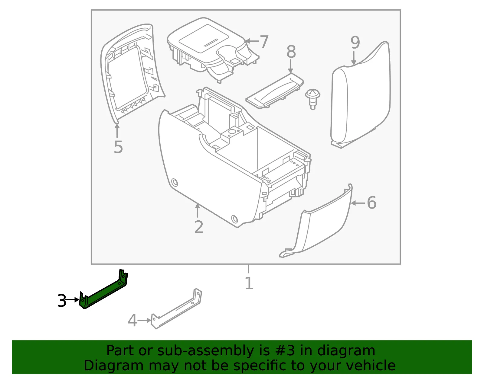 Console Body Front Bracket - Nissan (96990-1LA0A) - view 2