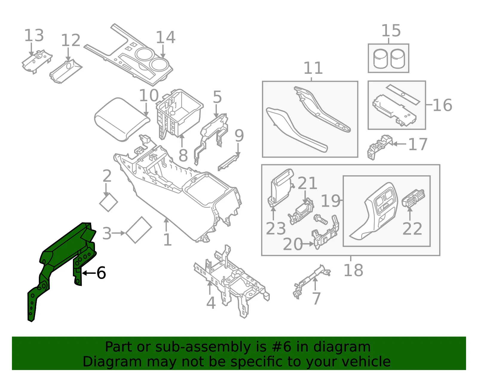 Console Base Center Bracket - Nissan (96990-3KA0A) - view 2