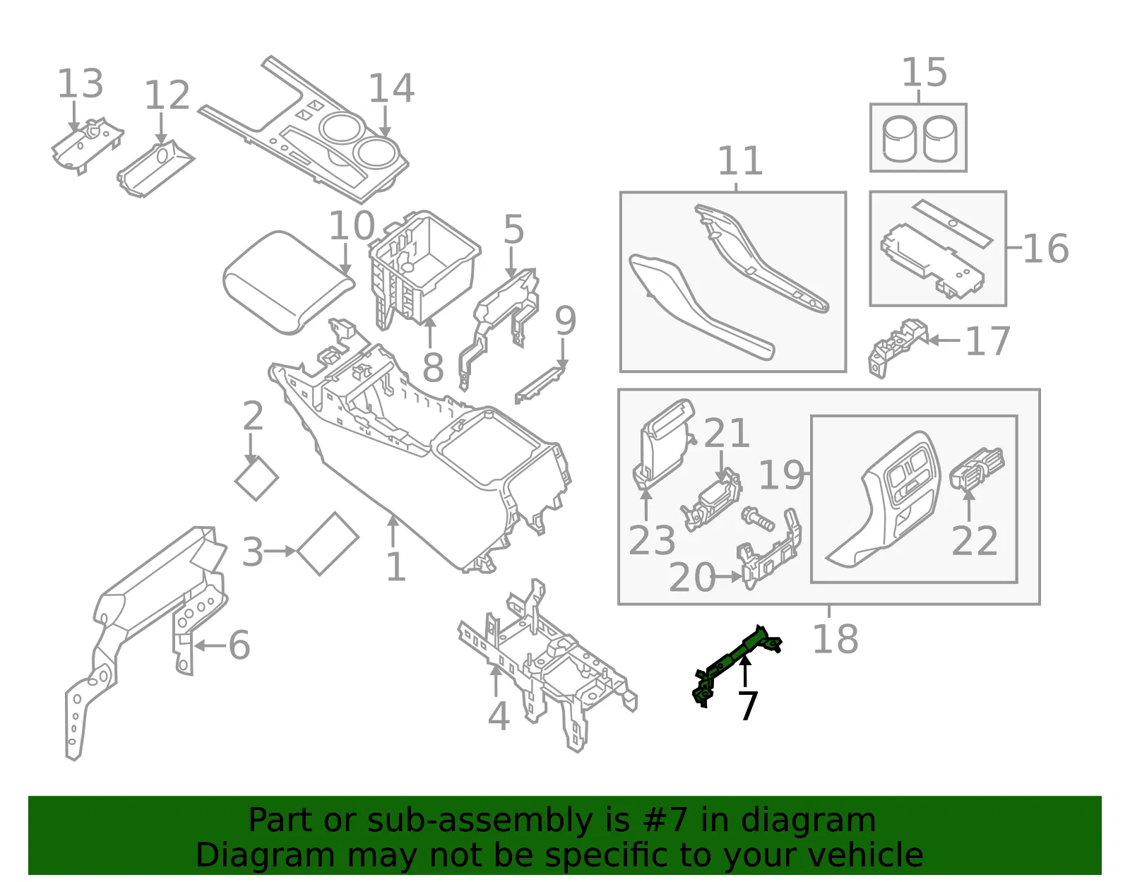 Console Base Rear Bracket - Nissan (96991-3JA0A) - view 2