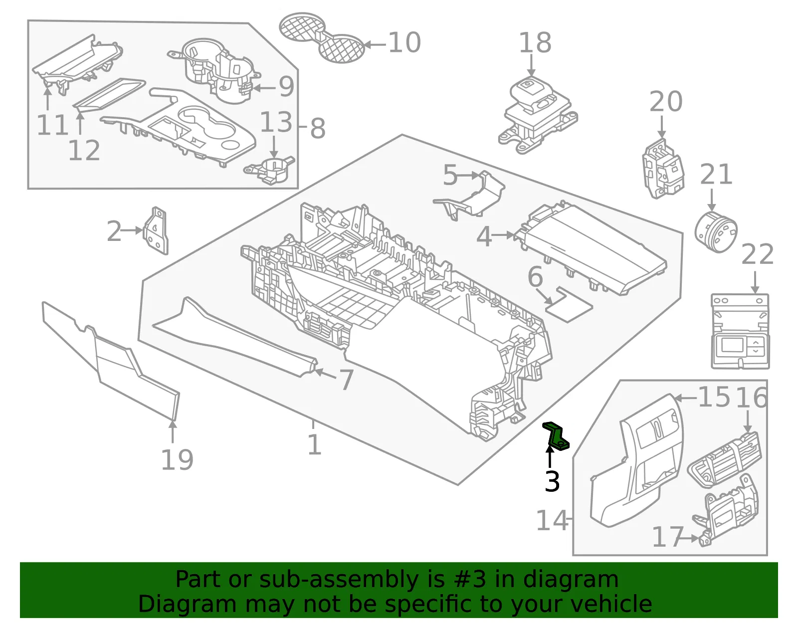 Console Base Rear Bracket - Nissan (96991-6RR0A) - view 2