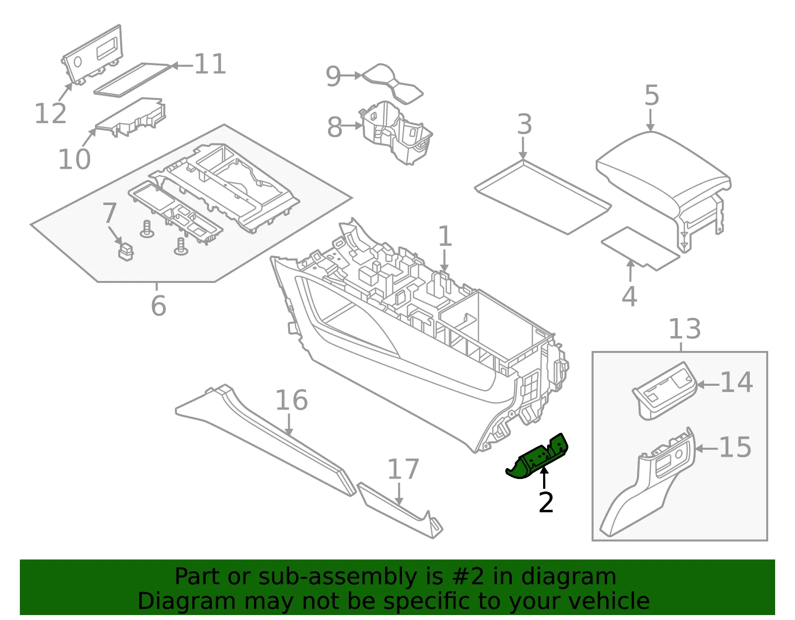 Console Base Rear Bracket - Nissan (96991-6TA0A) - view 2