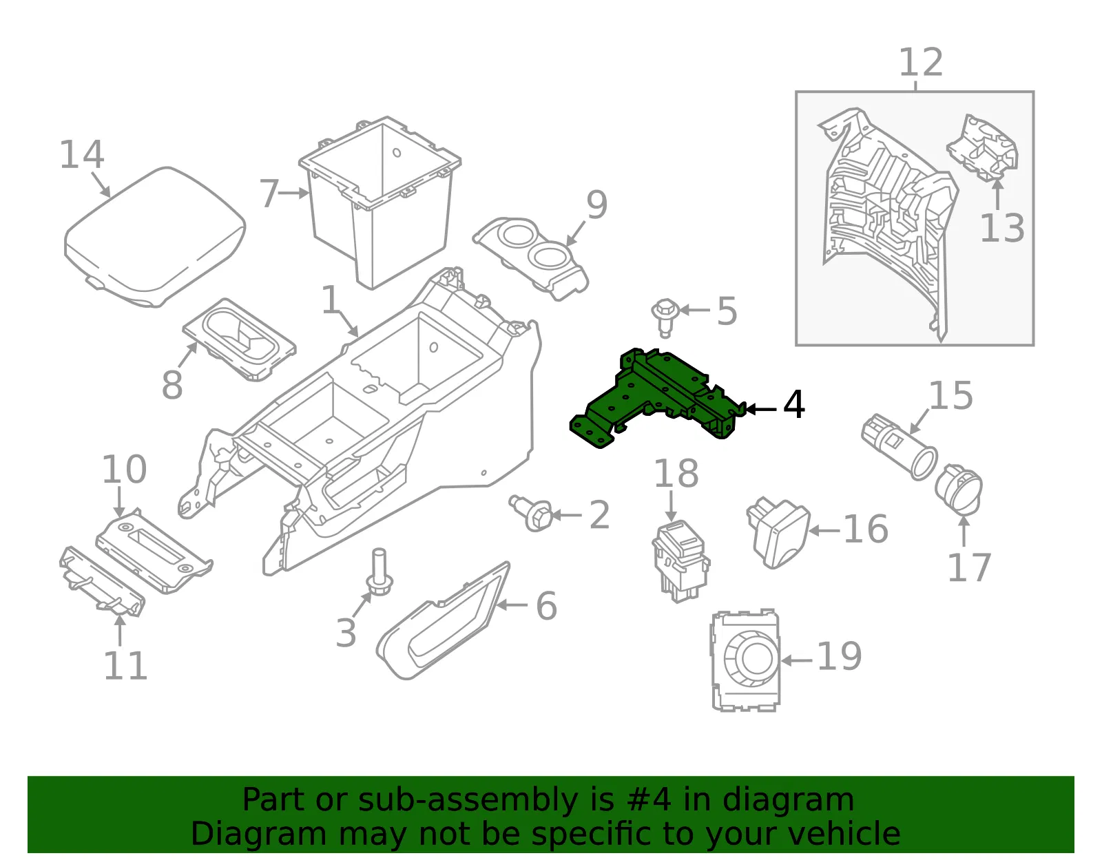 Console Bracket - Nissan (96991-EZ05A) - view 2