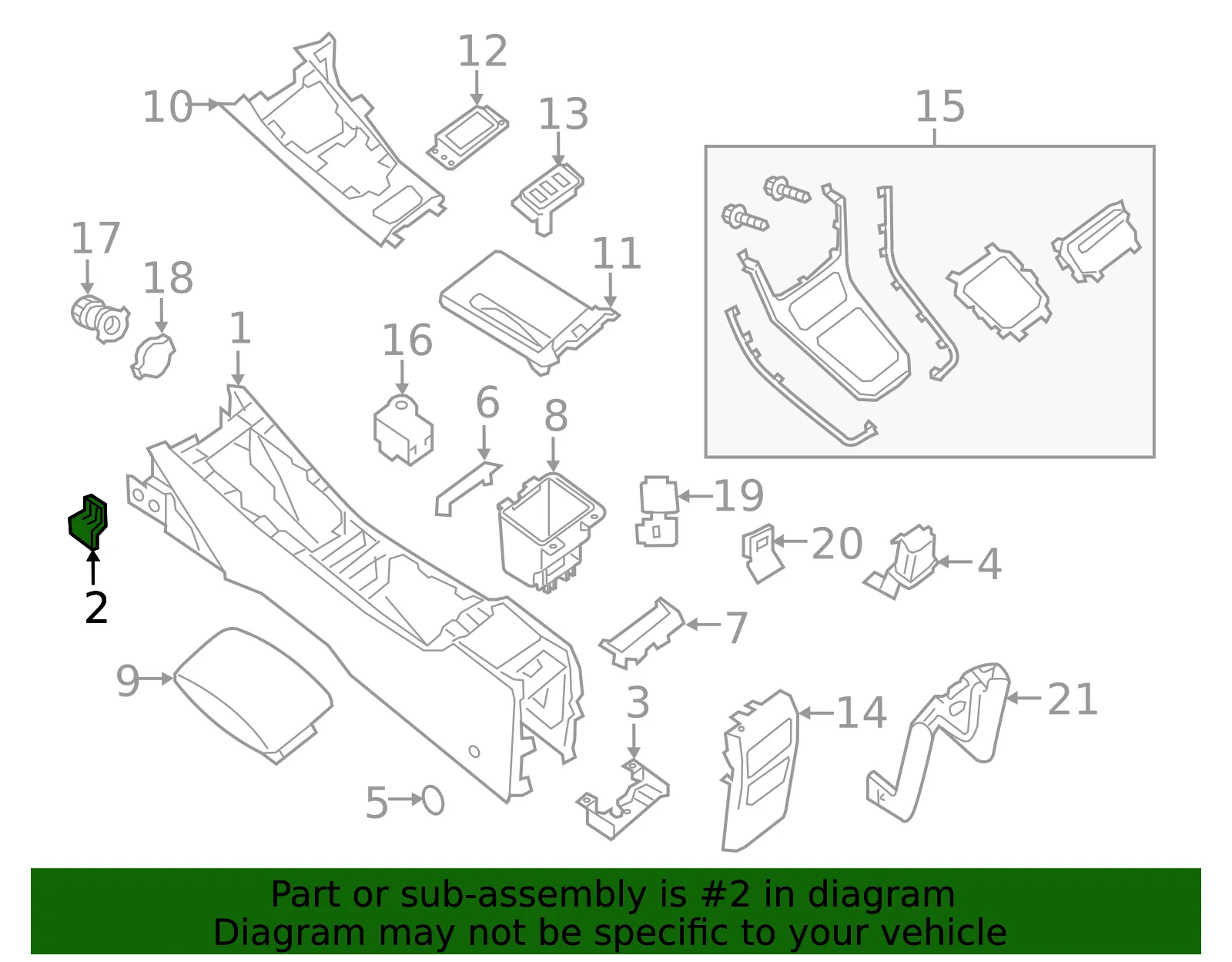 Front Console Box Bracket - Nissan (96992-3SG0A) - view 2