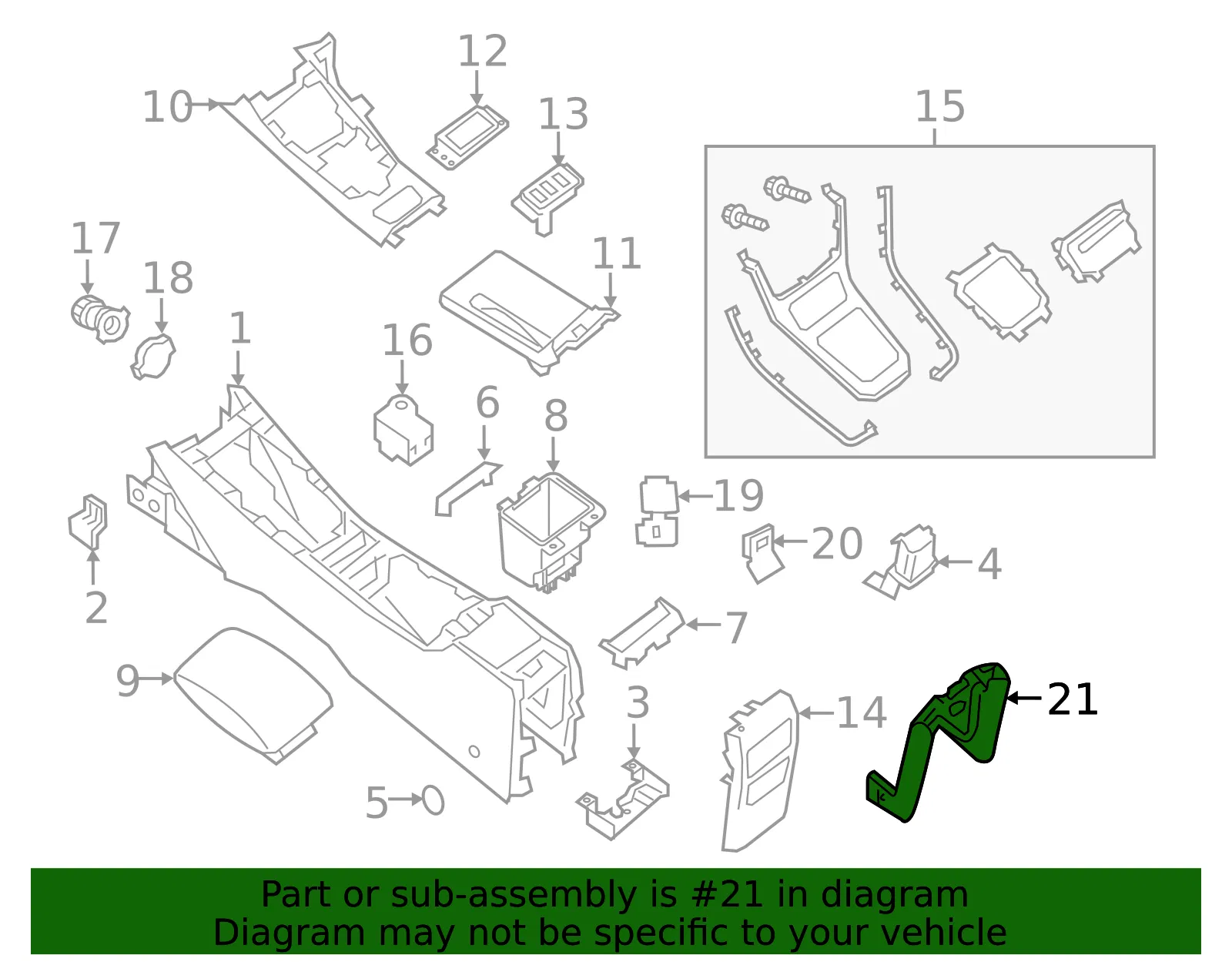 Inner Console Box Assembly - Nissan (96992-3SG1A) - view 2