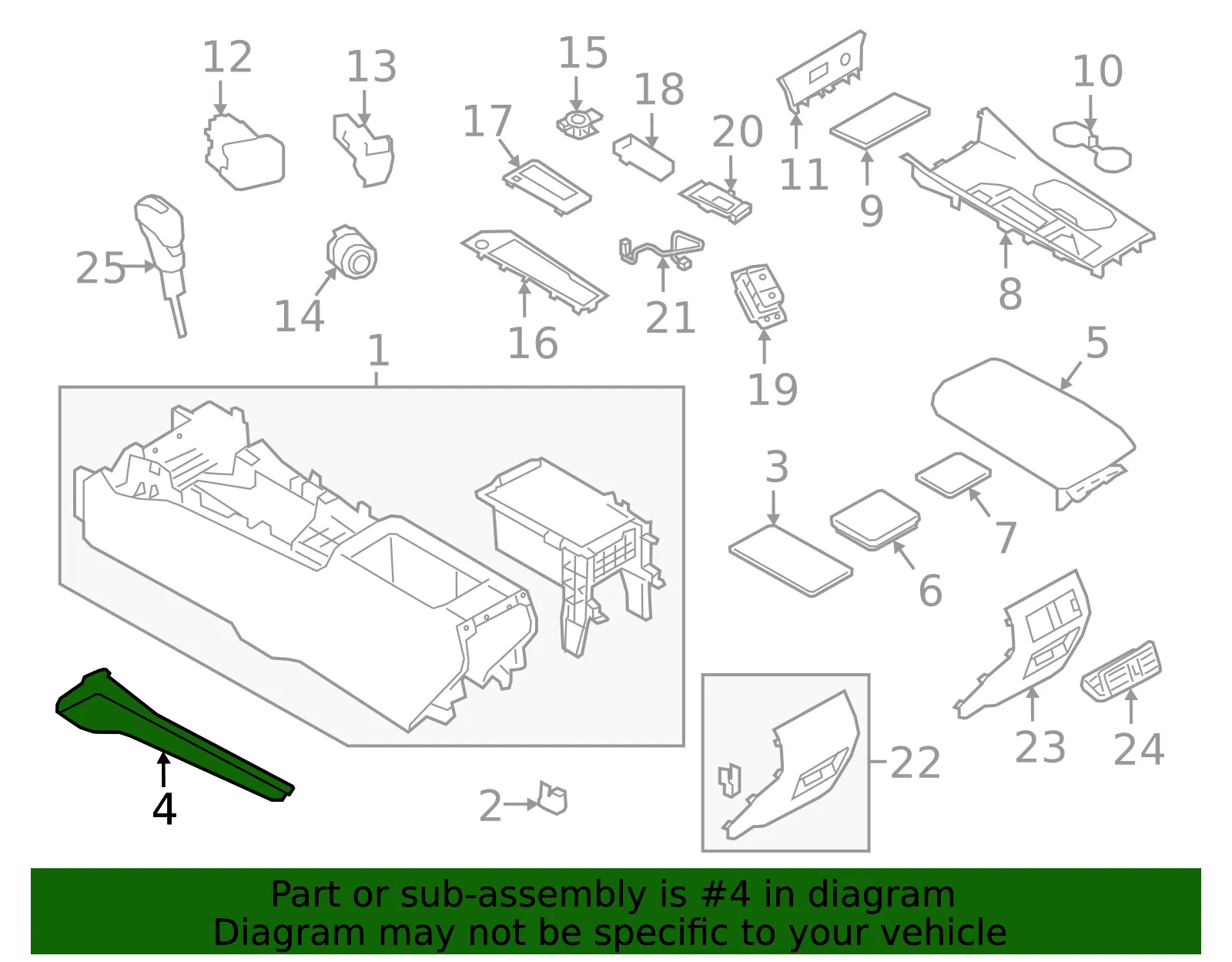 Console Trim Panel - Nissan (96993-6CA2B) - view 3