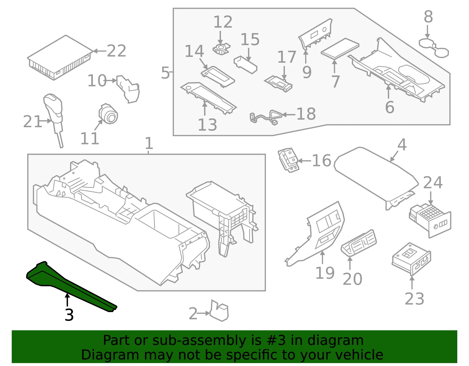 Console Trim Panel - Nissan (96993-9HG1D) - view 2