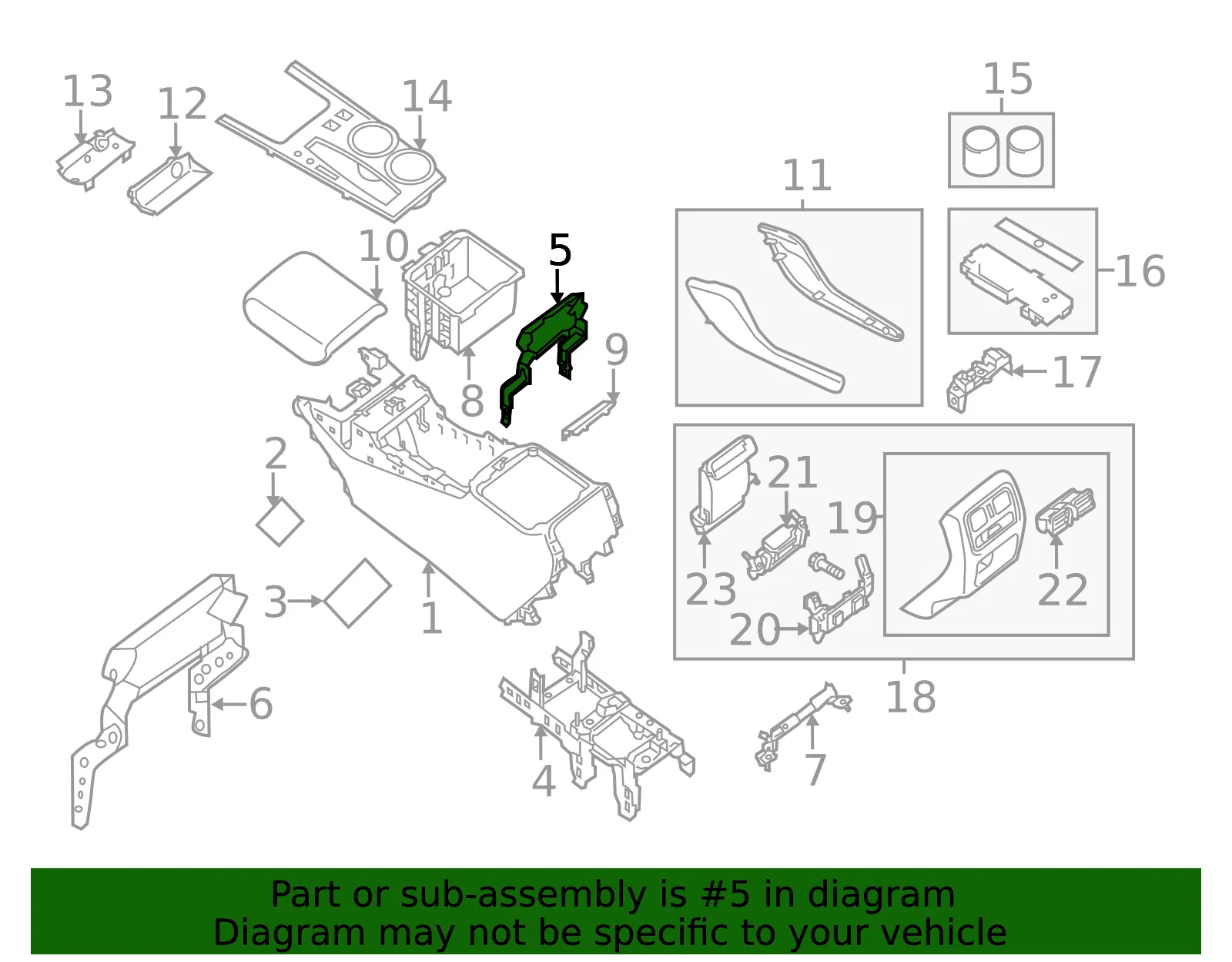 Console Base Center Bracket - Nissan (96993-9PJ0A) - view 2