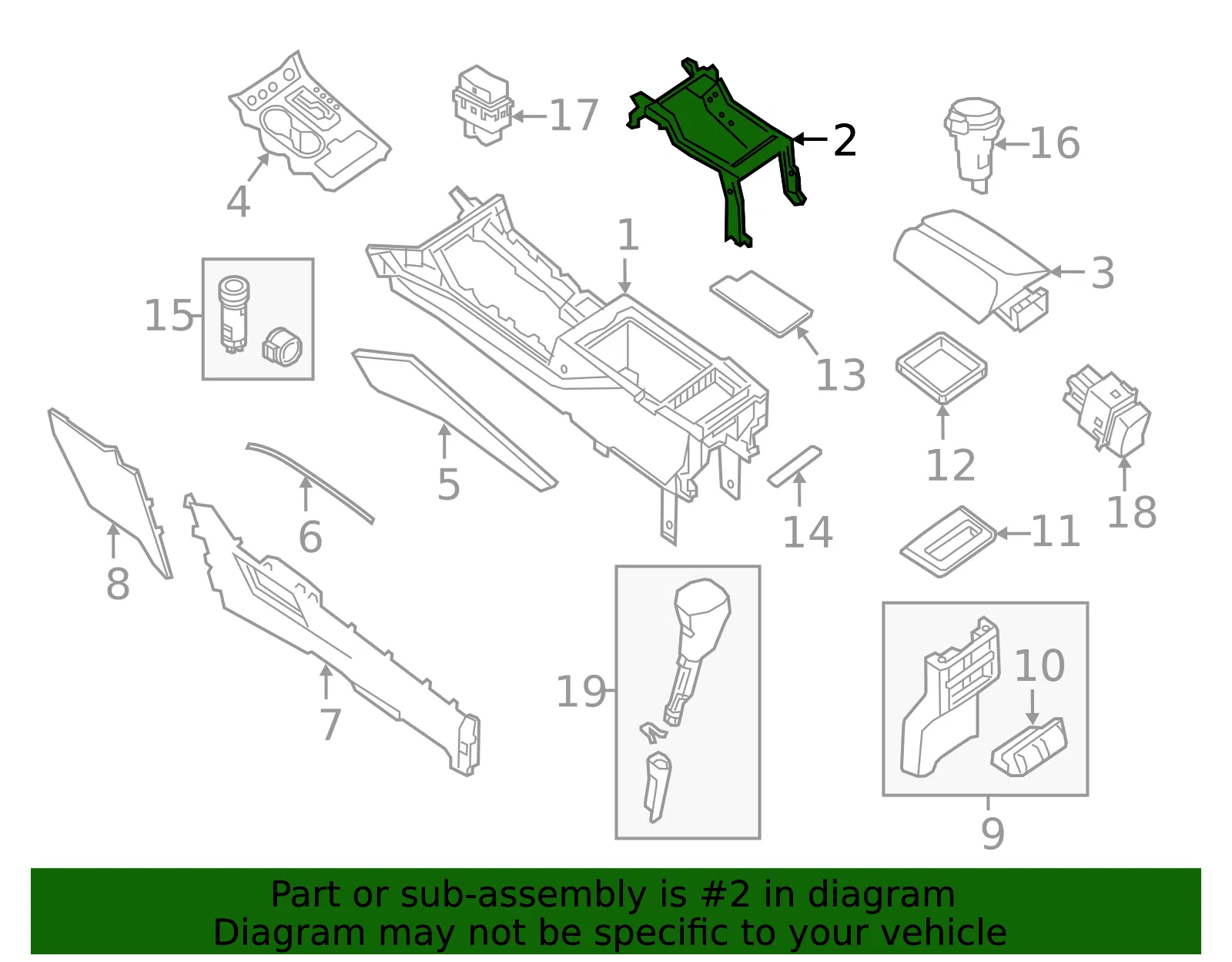Console Box Bracket - Nissan (96996-5AA0A) - view 2