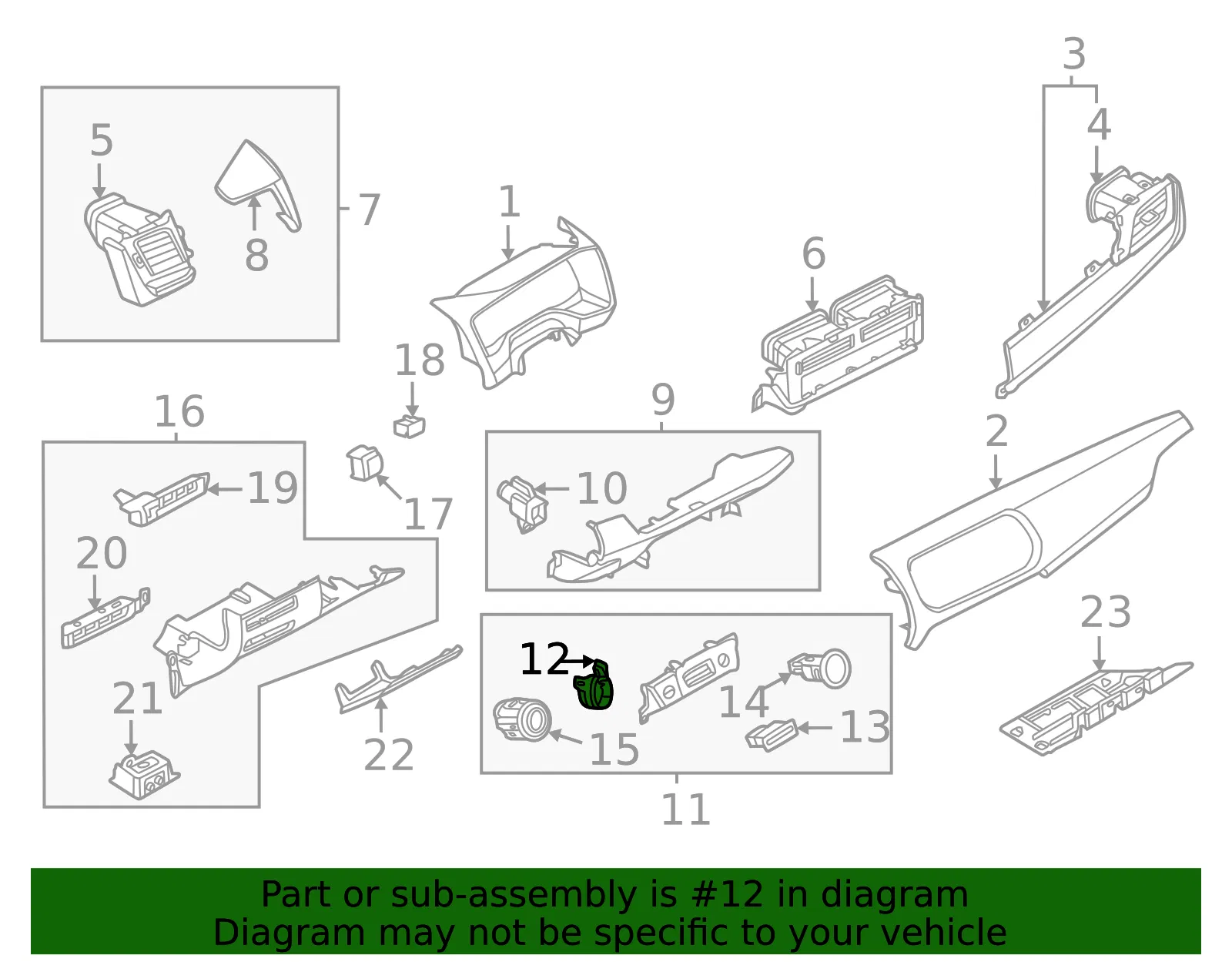 Console Trim Panel Bracket - Nissan (96996-6RB0A) - view 2