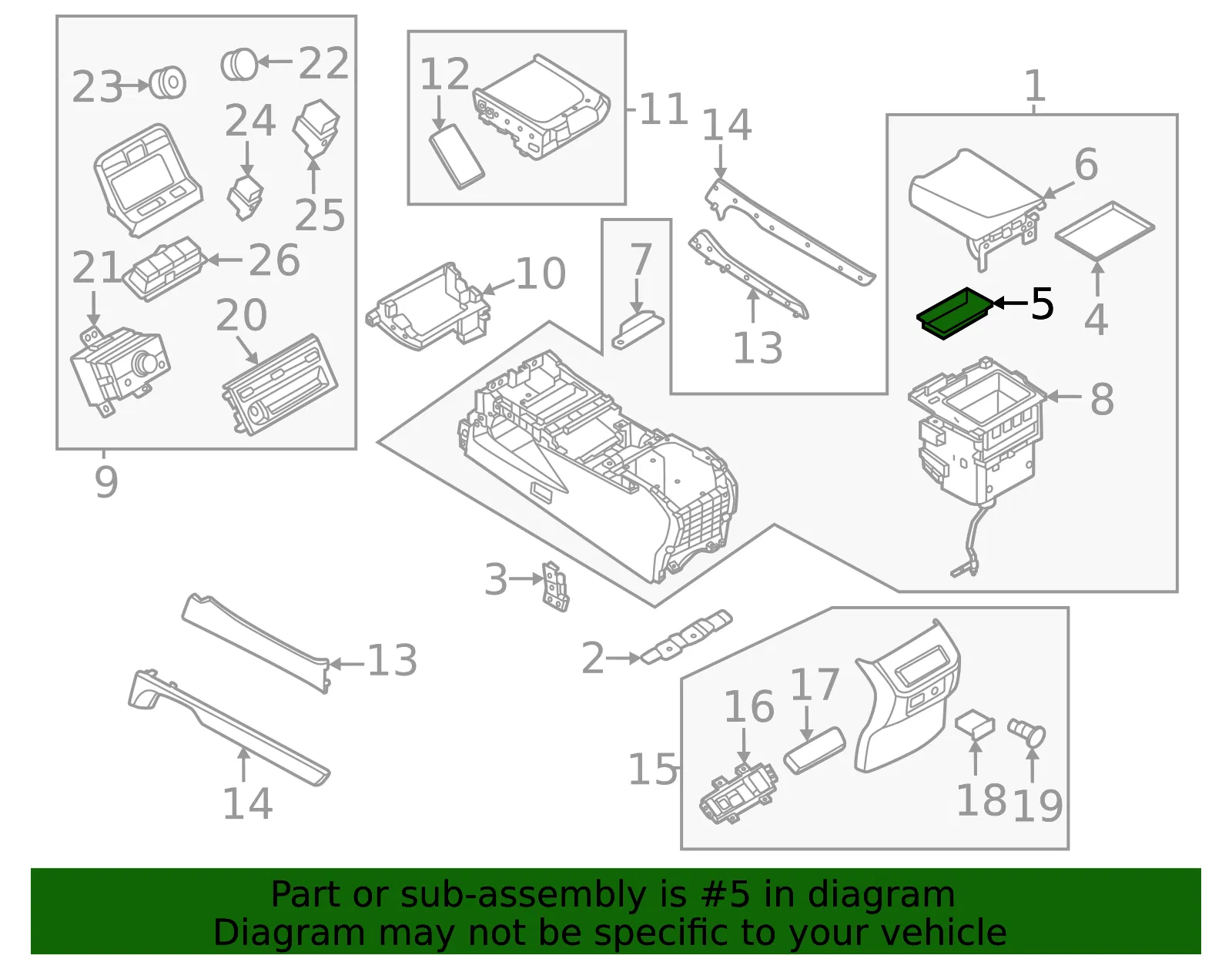 Console Tray - Nissan (969A1-7JA0A) - view 2