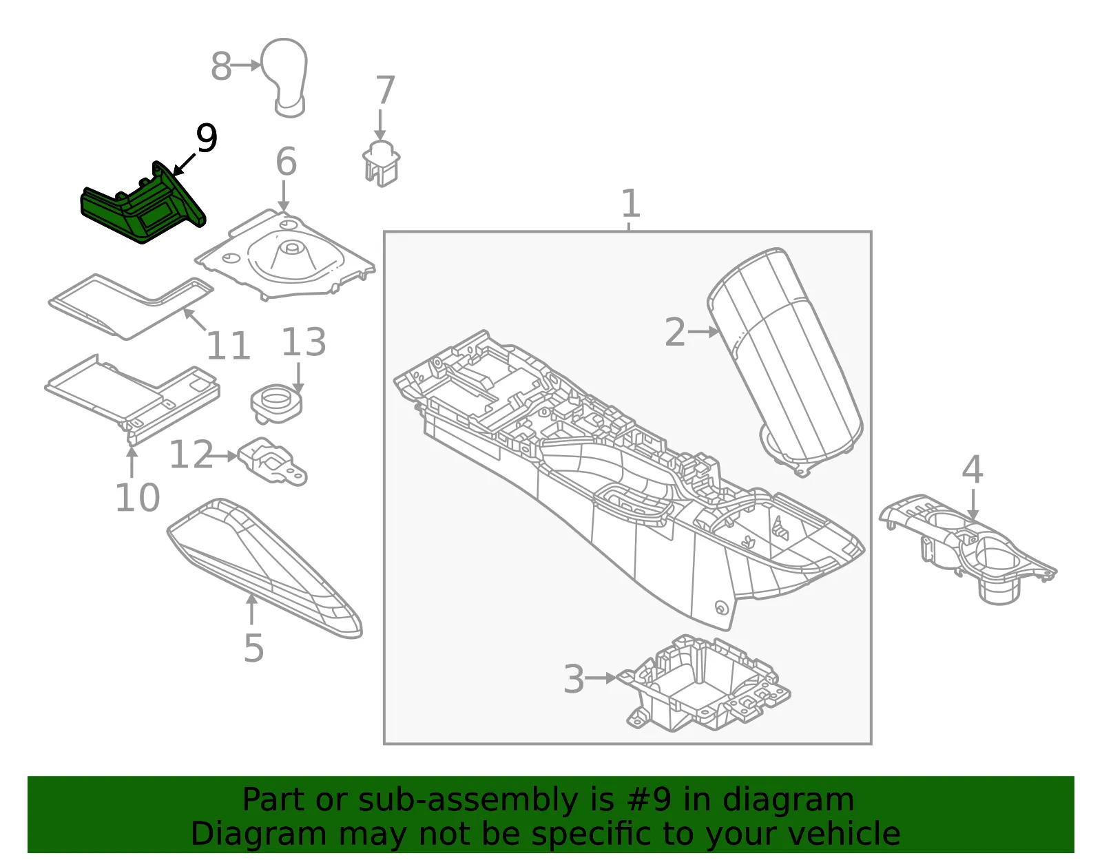 Console Trim Panel - Nissan (969B3-6GP0A) - view 2