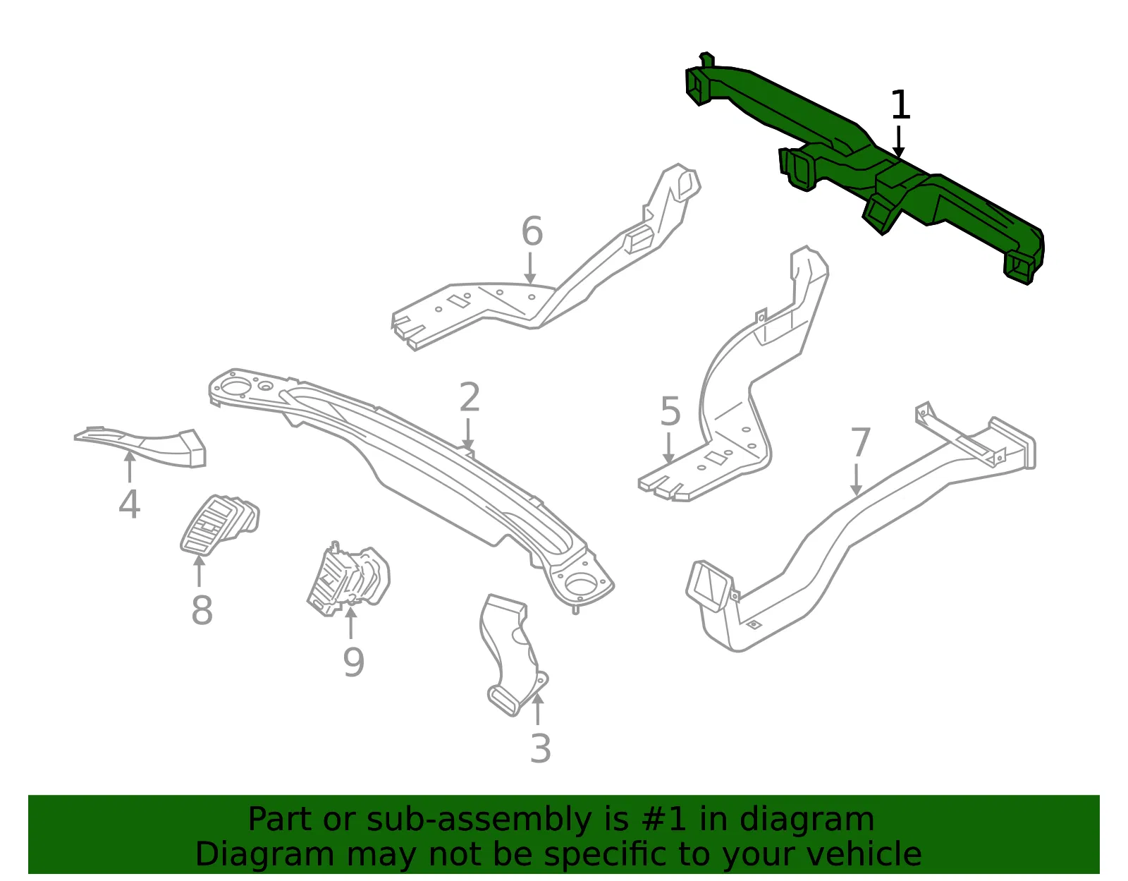 Instrument Panel Air Duct - Kia (97470-2TAB0) - view 2