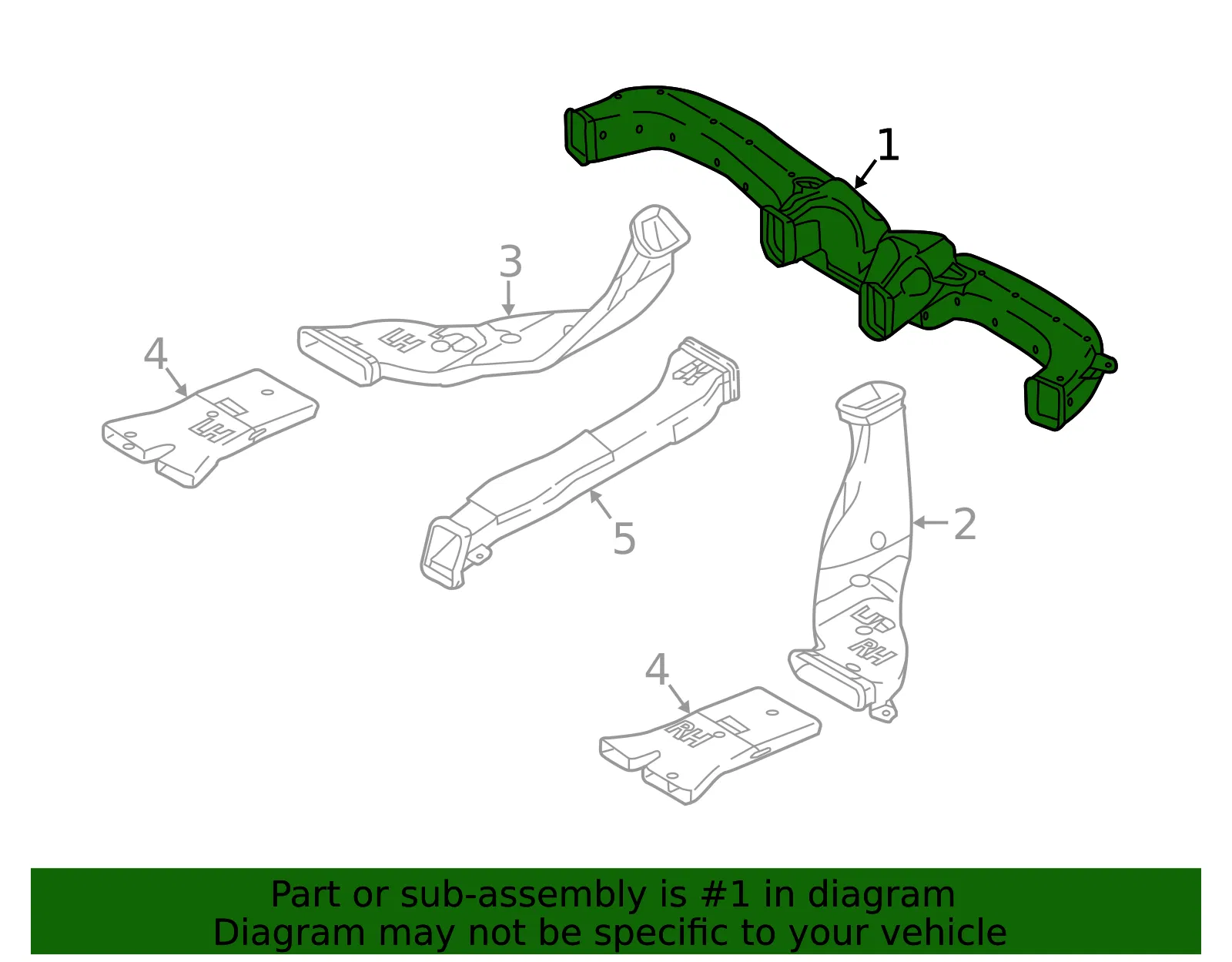 Instrument Panel Air Duct - Kia (97470-D9AA0) - view 2