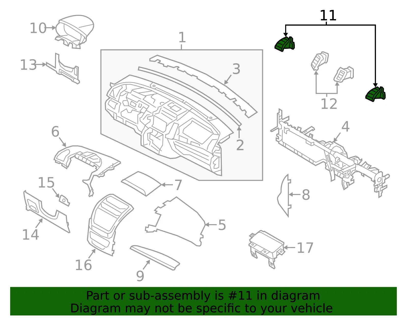 Air Outlet Vent - Kia (97480-1U005VA) - view 2