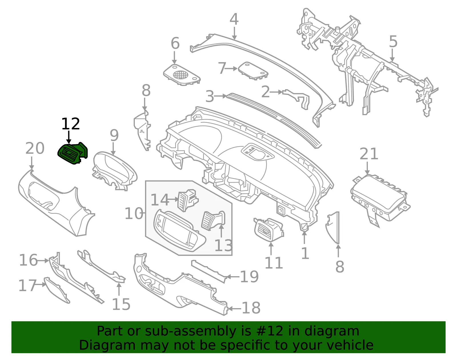 Air Outlet Vent - Kia (97480-C6200MEC) - view 2