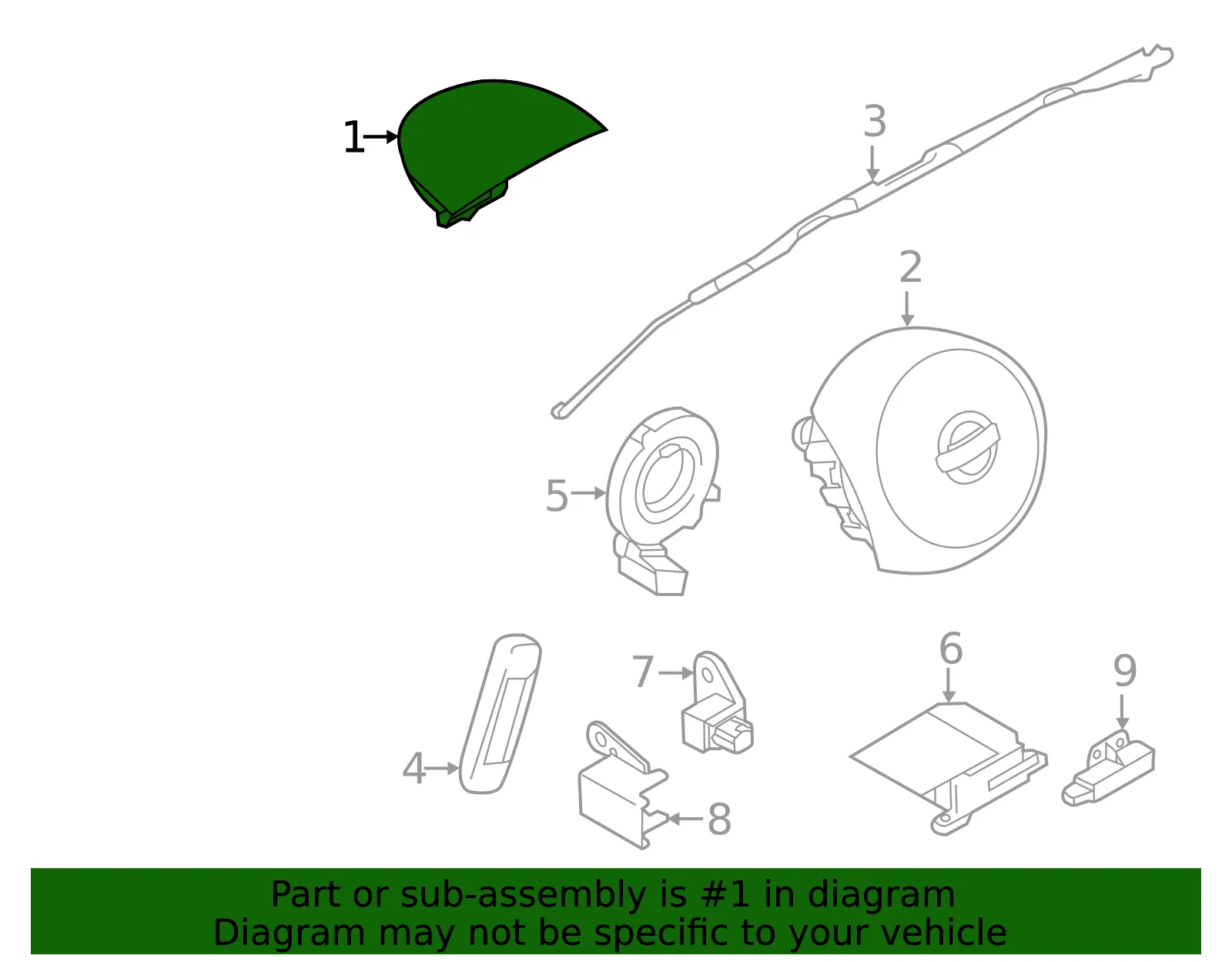 Instrument Panel Air Bag - Nissan (98515-9KK8A) - view 2