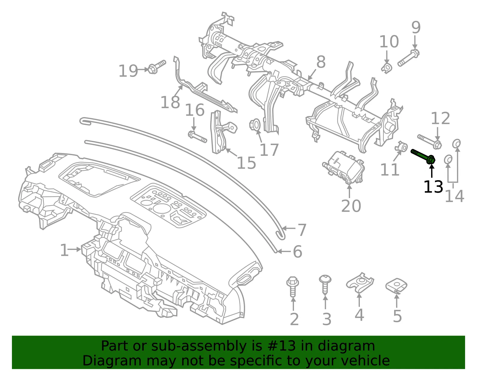 Instrument Panel Cross-Member Bolt - Mazda (9YA0-20-872) - view 3