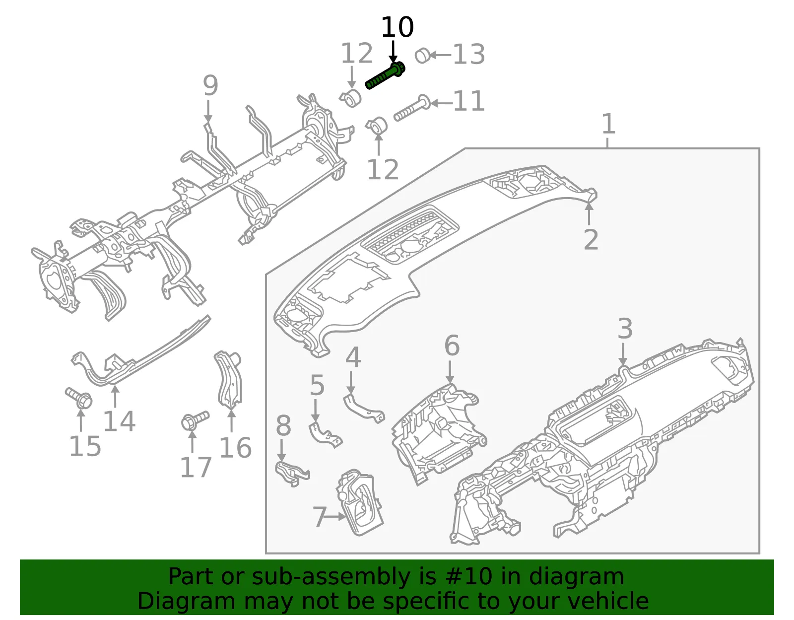 Instrument Panel Reinforcement Bolt - Mazda (9ya02a821) - view 2