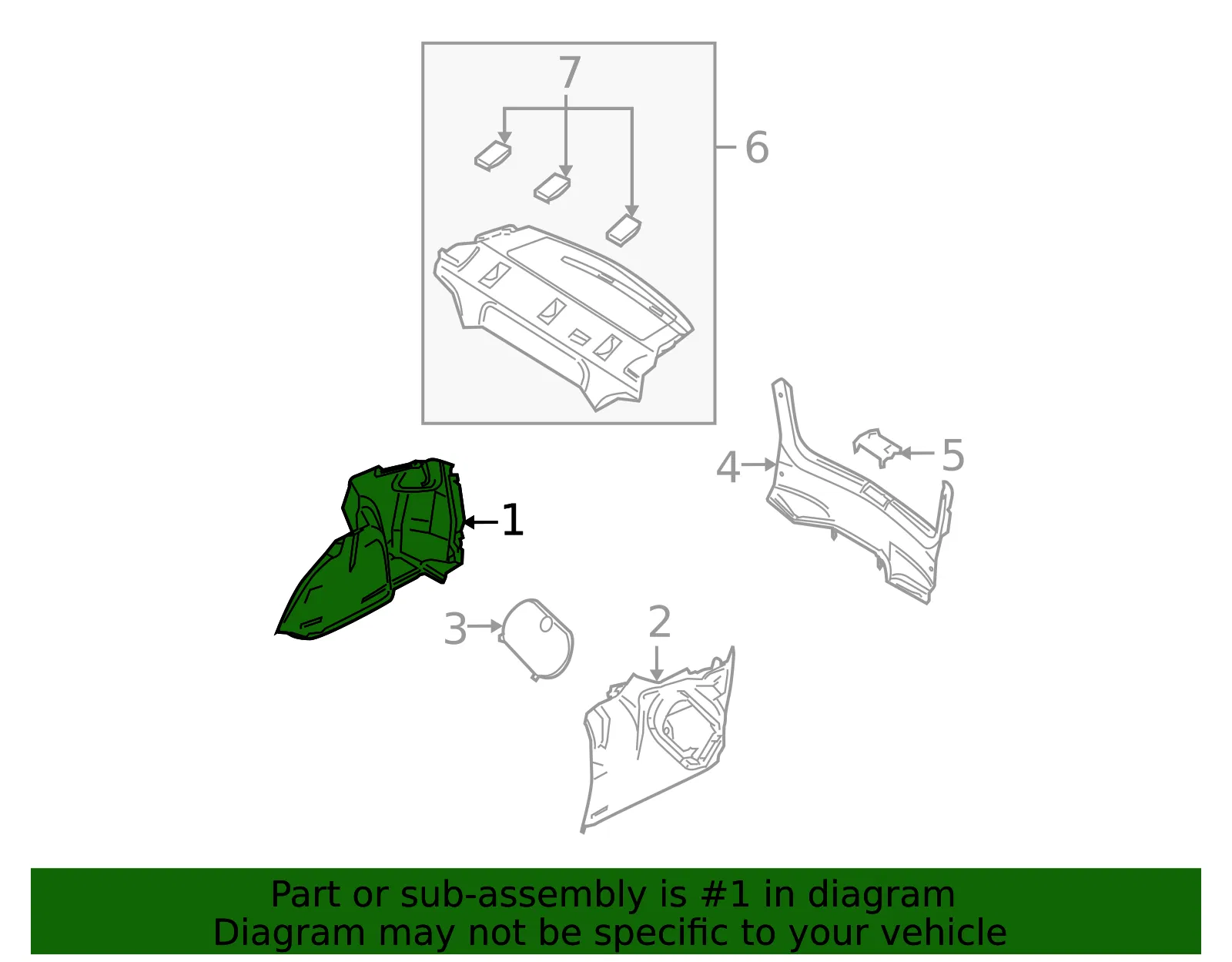 Trunk Side Trim - Passenger Side (RH) - Mazda (B35N-68-850) - view 2