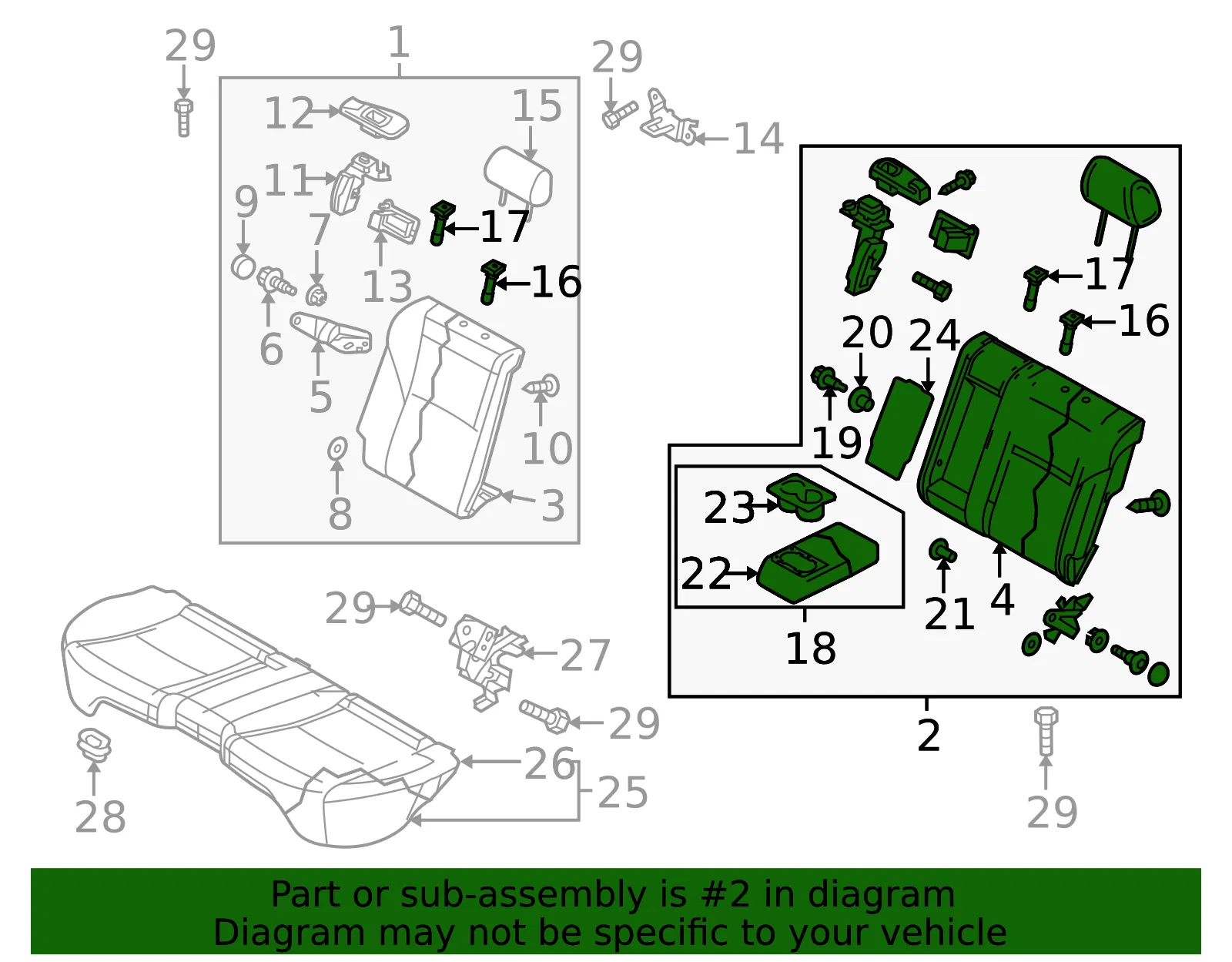 SEAT BACK RR - MAZDA (BBM557450J35) - view 2