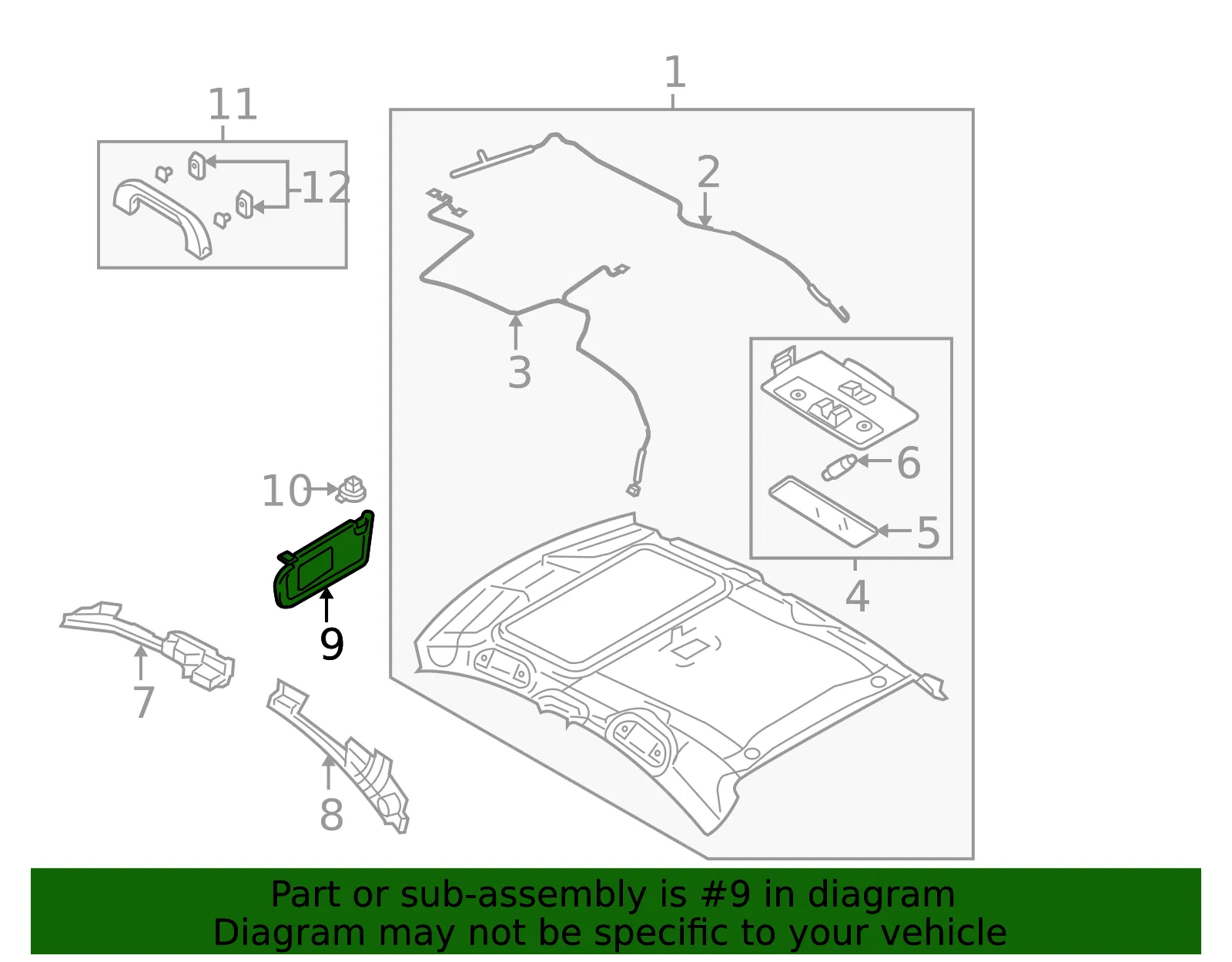 Sun Visor Rt - Passenger Side (RH) - Mazda (BN8P-69-270C-30) - view 2