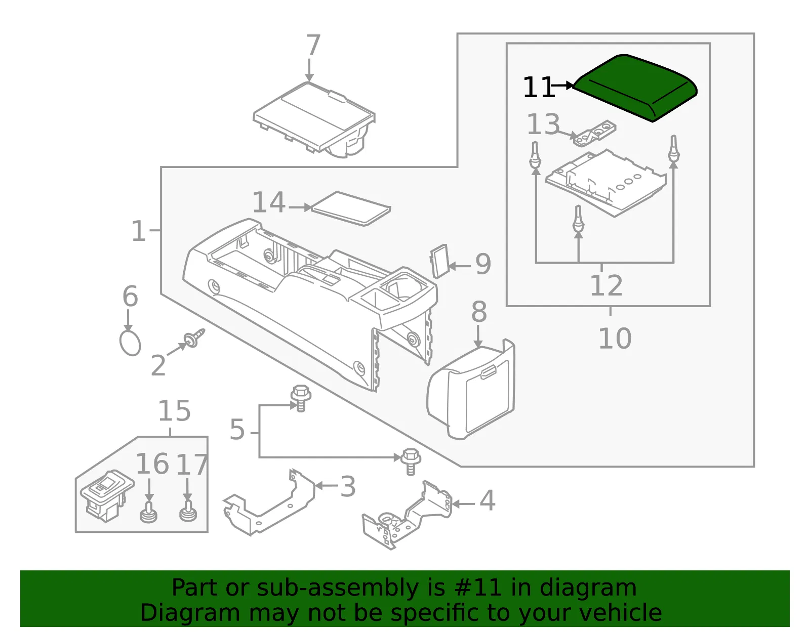 LID OUTER CONSOLE - MAZDA (CC2964461A02) - view 2
