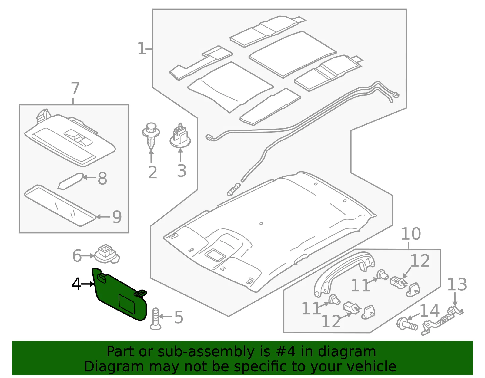 Sun-Visor - Passenger Side (RH) - Mazda (DR91-69-270A-75) - view 2