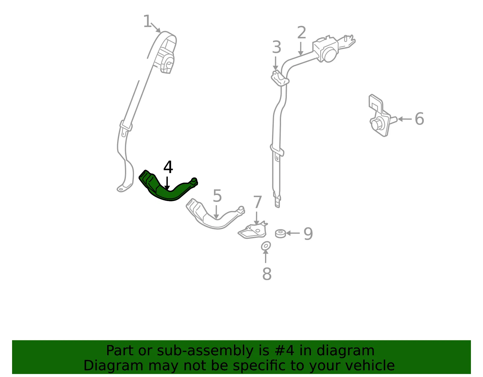 Buckle - Passenger Side (RH) - Mazda (E2Y1-57-720C-02) - view 2