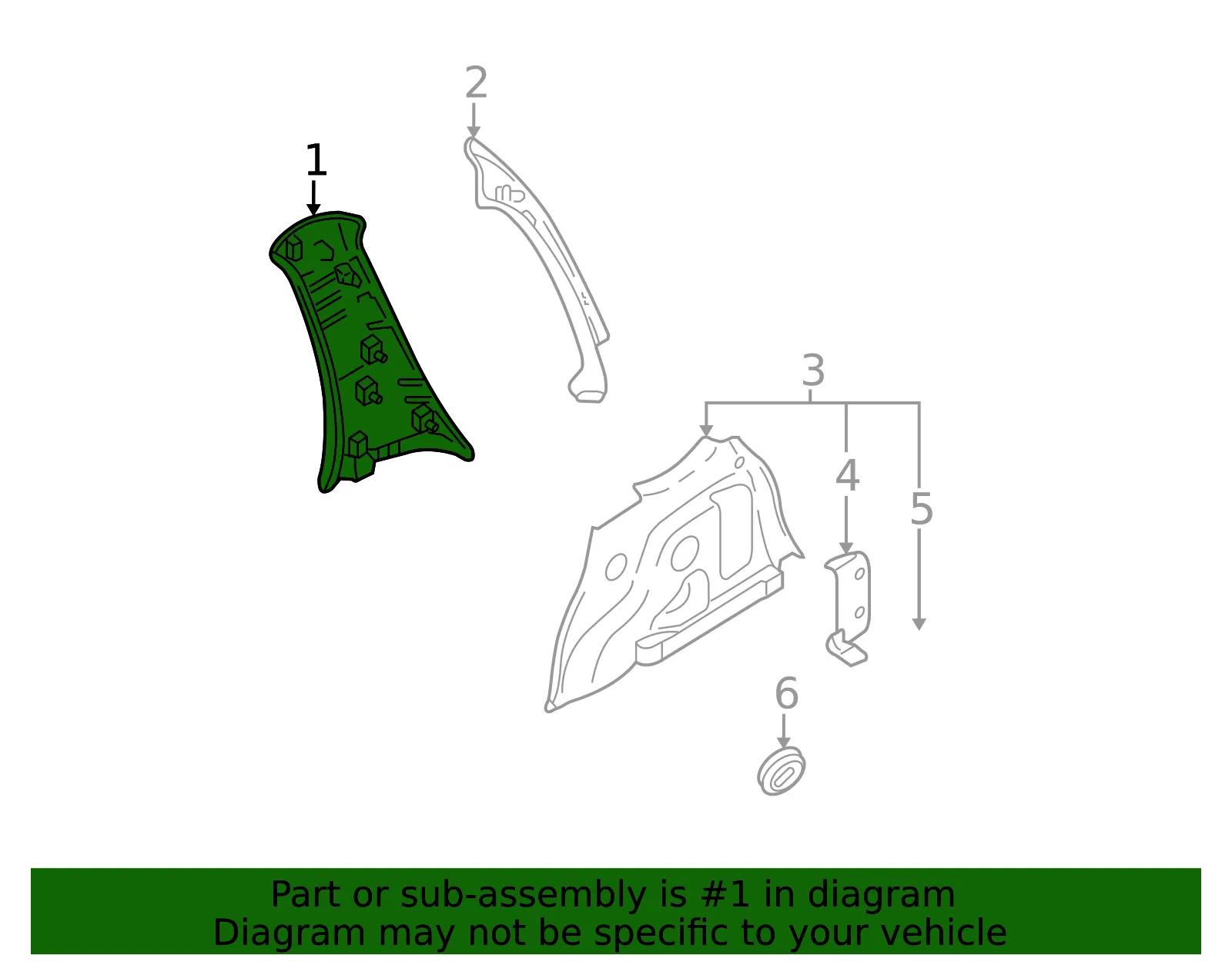 Upper Trim Panel - Driver's Side (LH) - Mazda (EF91-68-260A-38) - view 2
