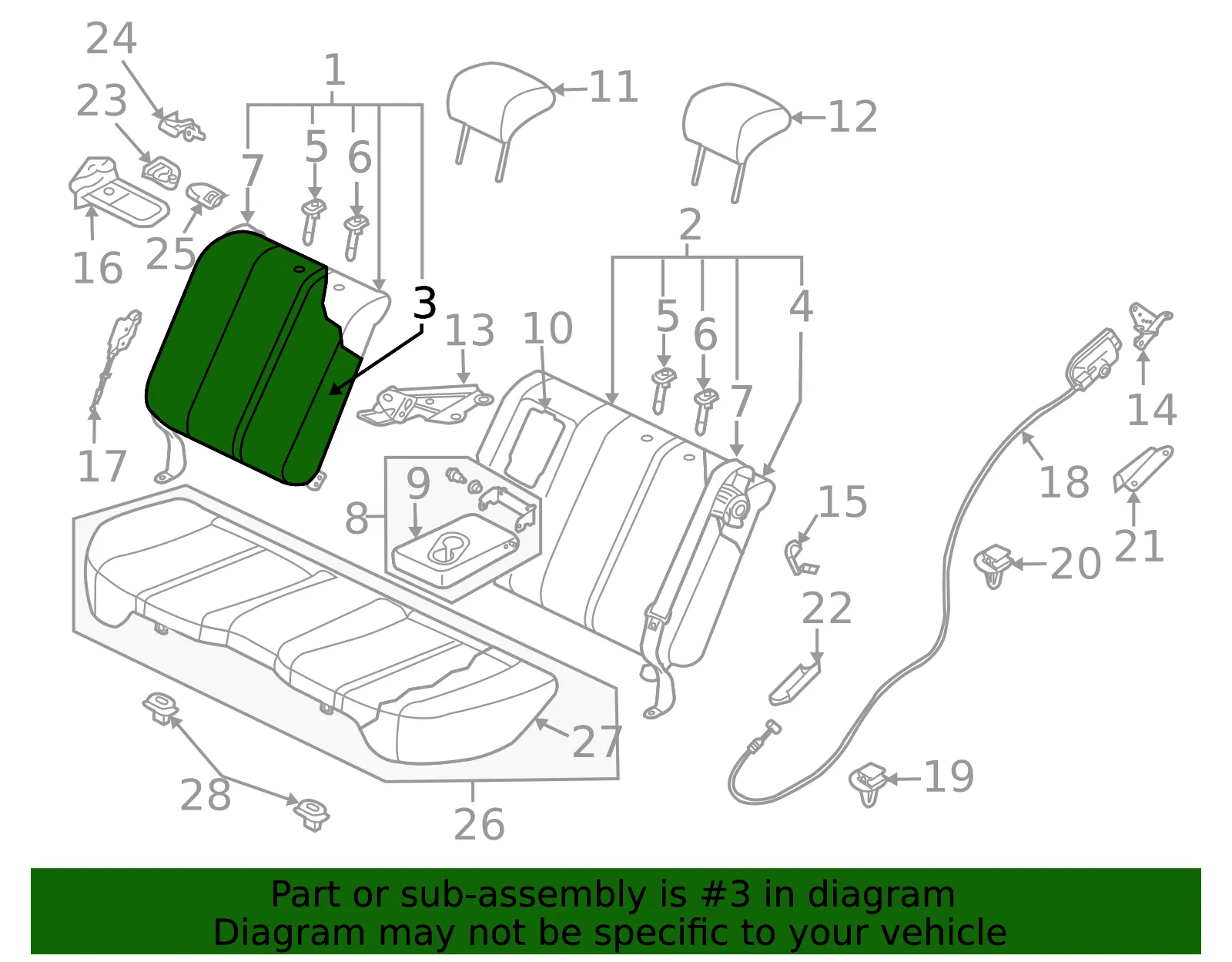 TRIM RT RR ST BACK - MAZDA (EG2588401B02) - view 2
