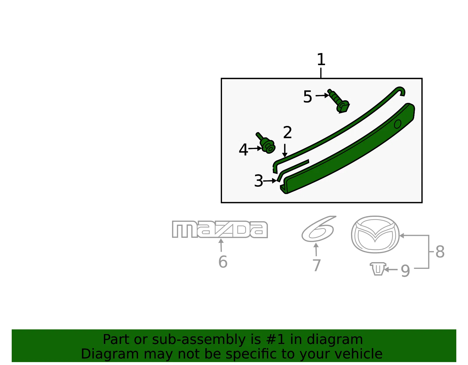 Garnish Lift Gate - MAZDA (G2Y550810) - view 2