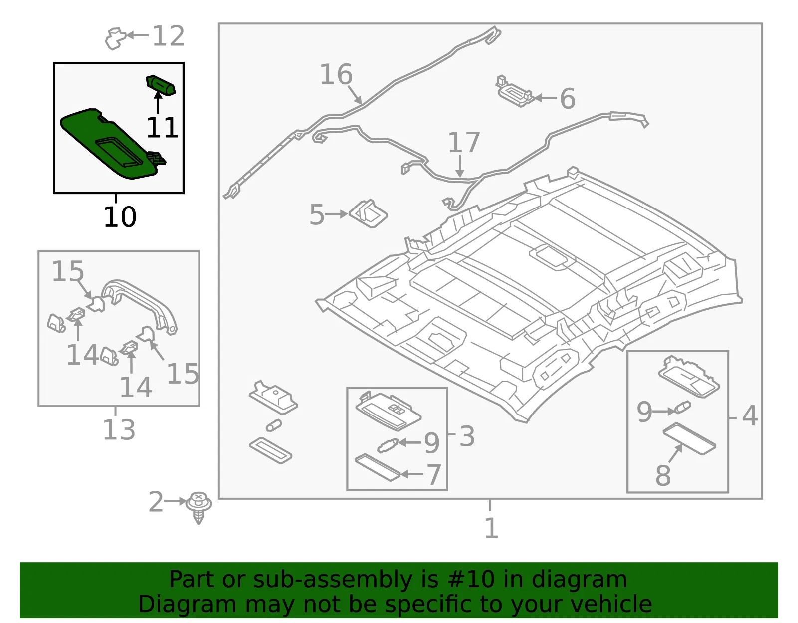 Sun Visor - Driver's Side (LH) - Mazda (GJS1-69-320D-75) - view 2