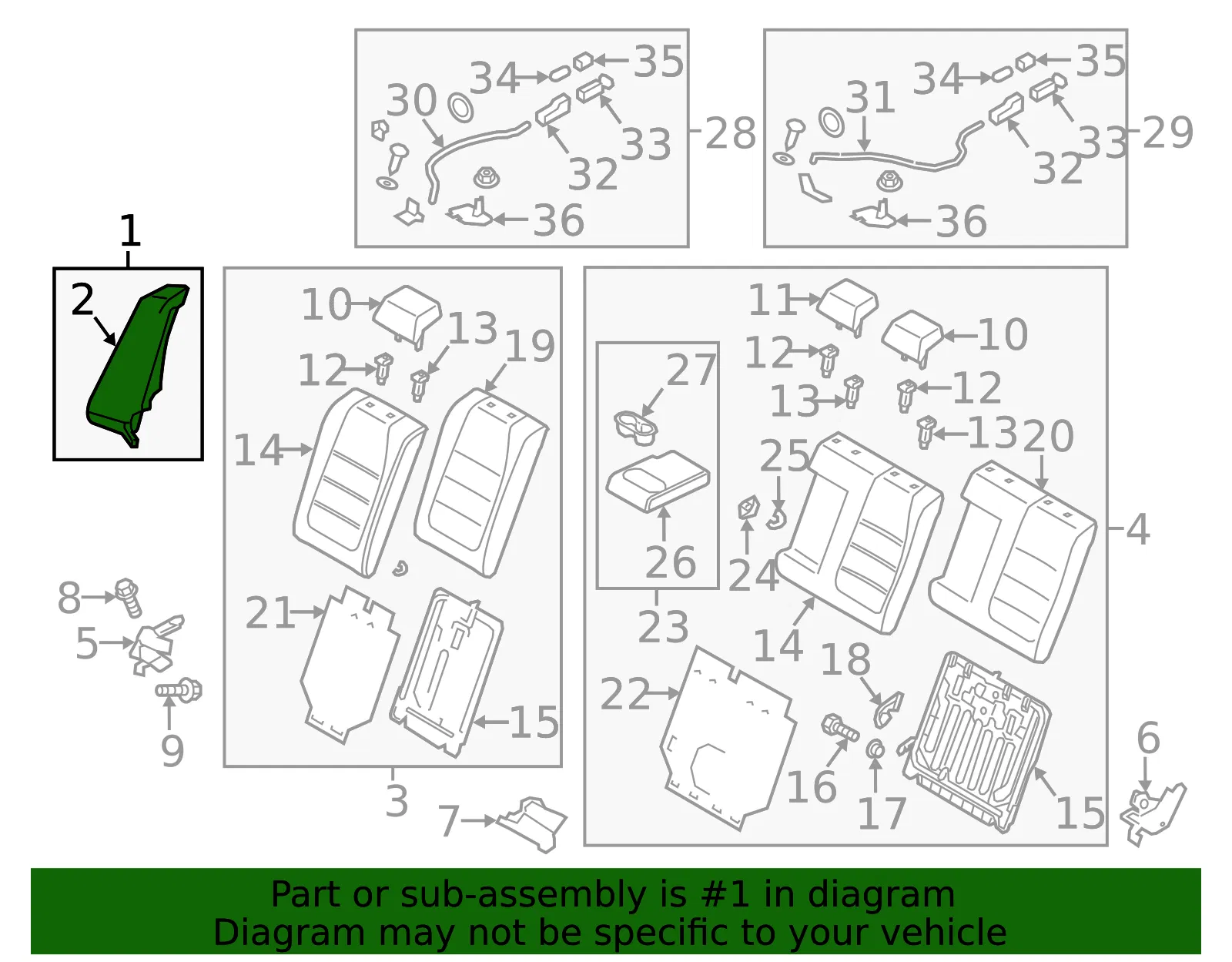 Side Seat R Rr Back - MAZDA (GJS557500A34) - view 2