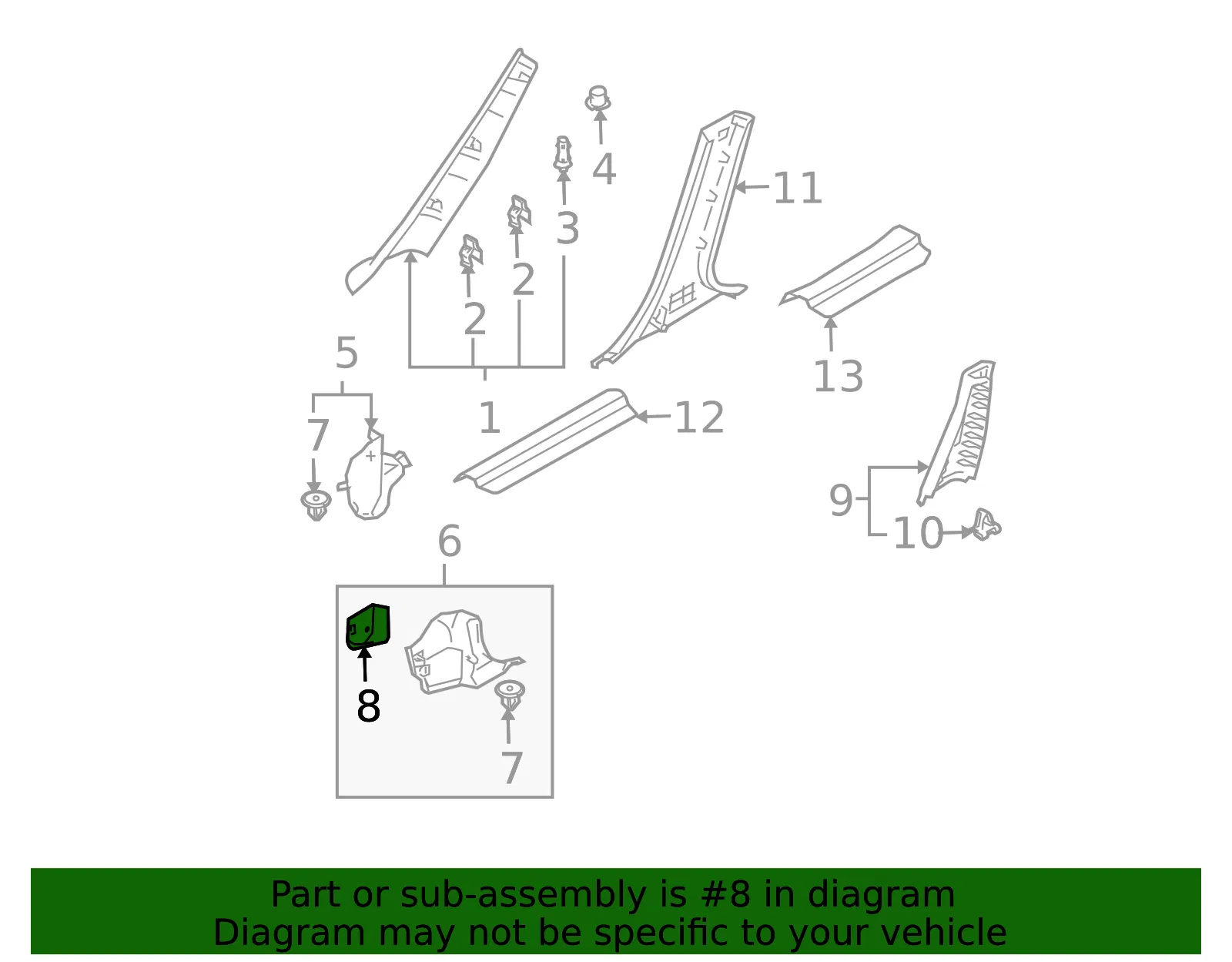 Kick Panel Trim Cap - Mazda (GP9A-68-381C-02) - view 3
