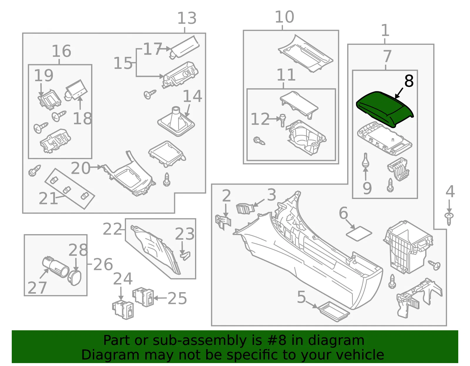 Console Lid - Mazda (GS1F-64-461-02) - view 3