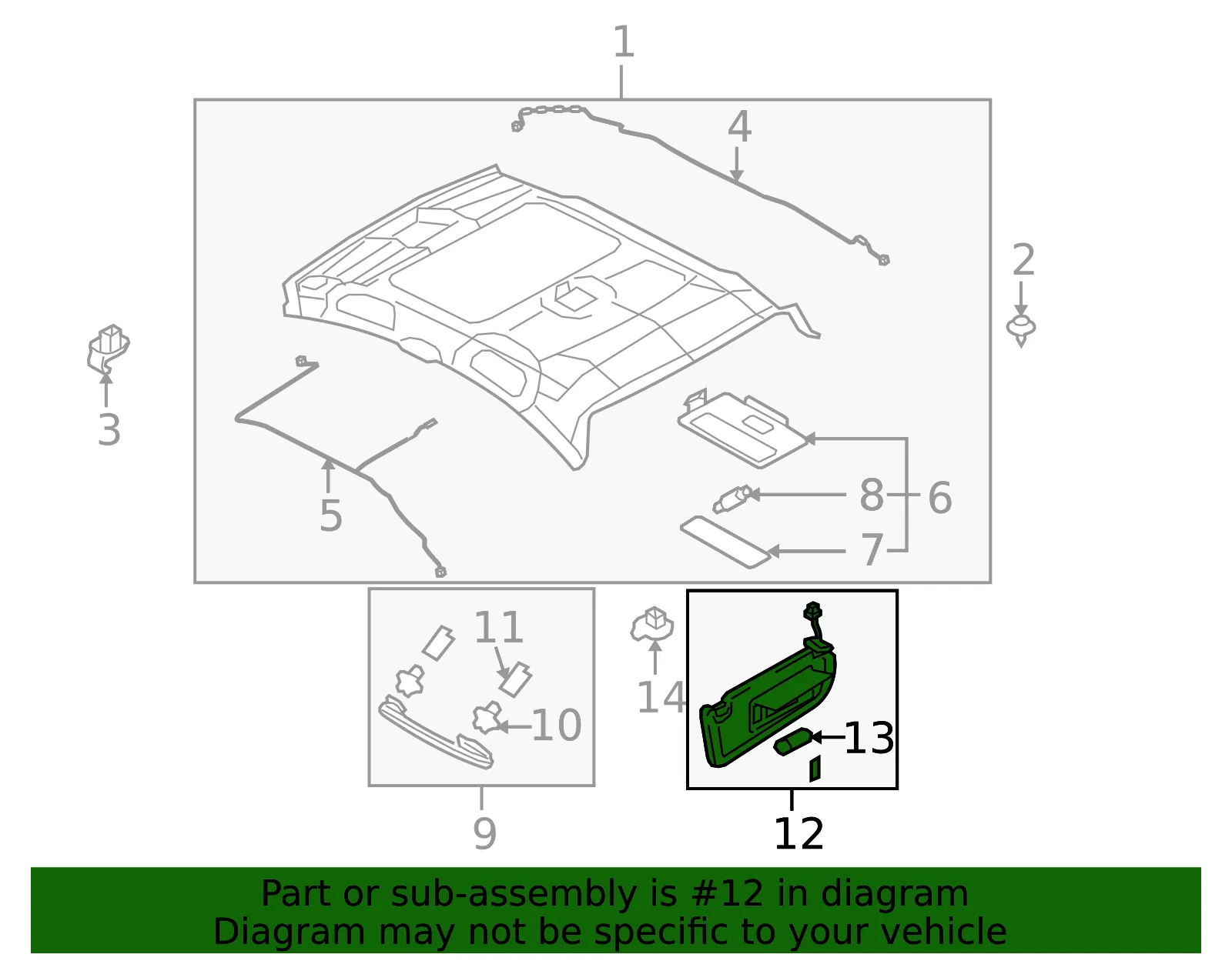 Sun-Visor - Passenger Side (RH) - Mazda (GS3L-69-270E-75) - view 3