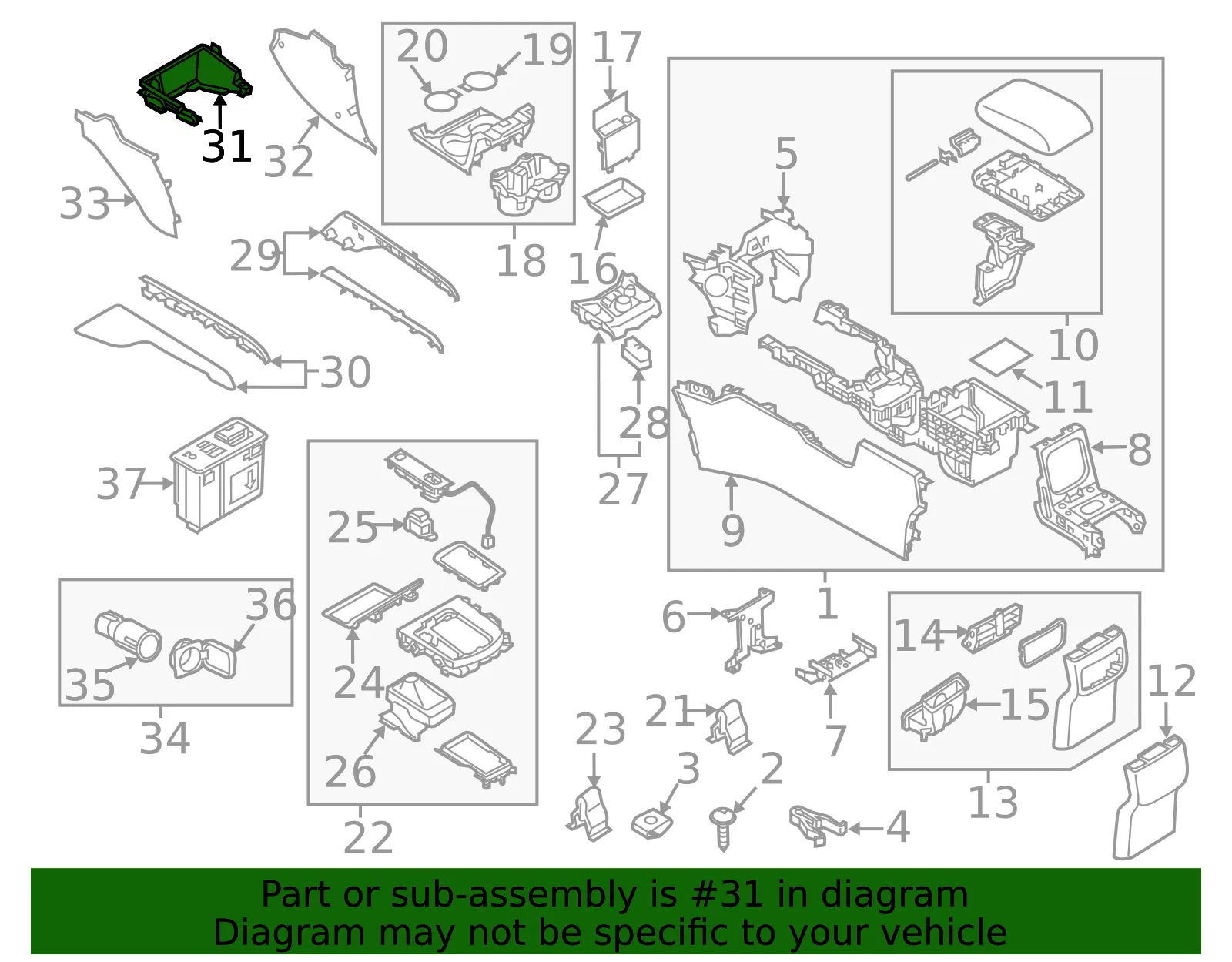 Console Trim Panel - Mazda (K123-64-360) - view 3