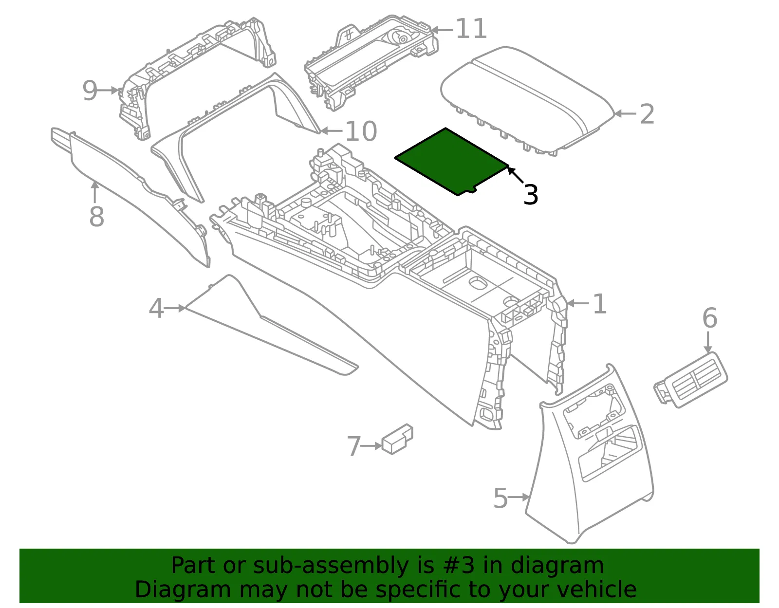 Console Mat - Mazda (KBB3-55-171A) - view 2