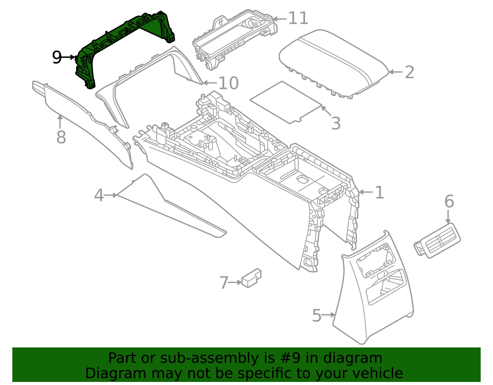 Console Trim Panel - Mazda (KBB3-64-430) - view 2