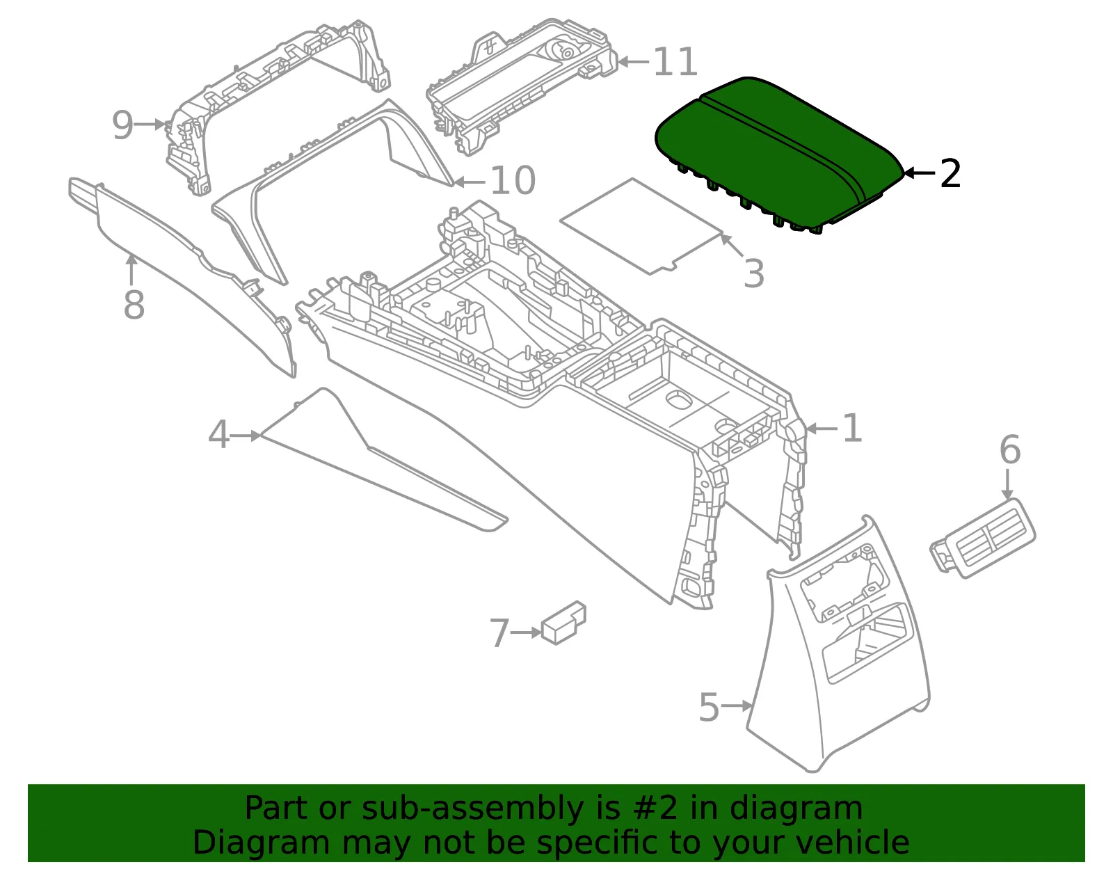 Console Lid - Mazda (KBB4-64-450A-03) - view 2