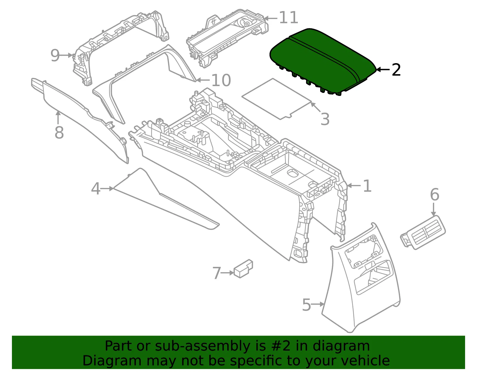 Console Lid - Mazda (KBB4-64-450A-39) - view 2
