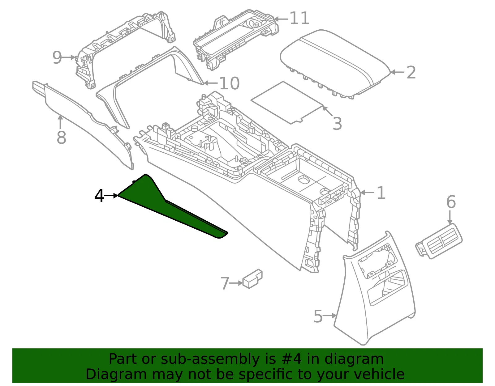 Console Trim Panel - Mazda (KBB4-64-47XA-39) - view 2