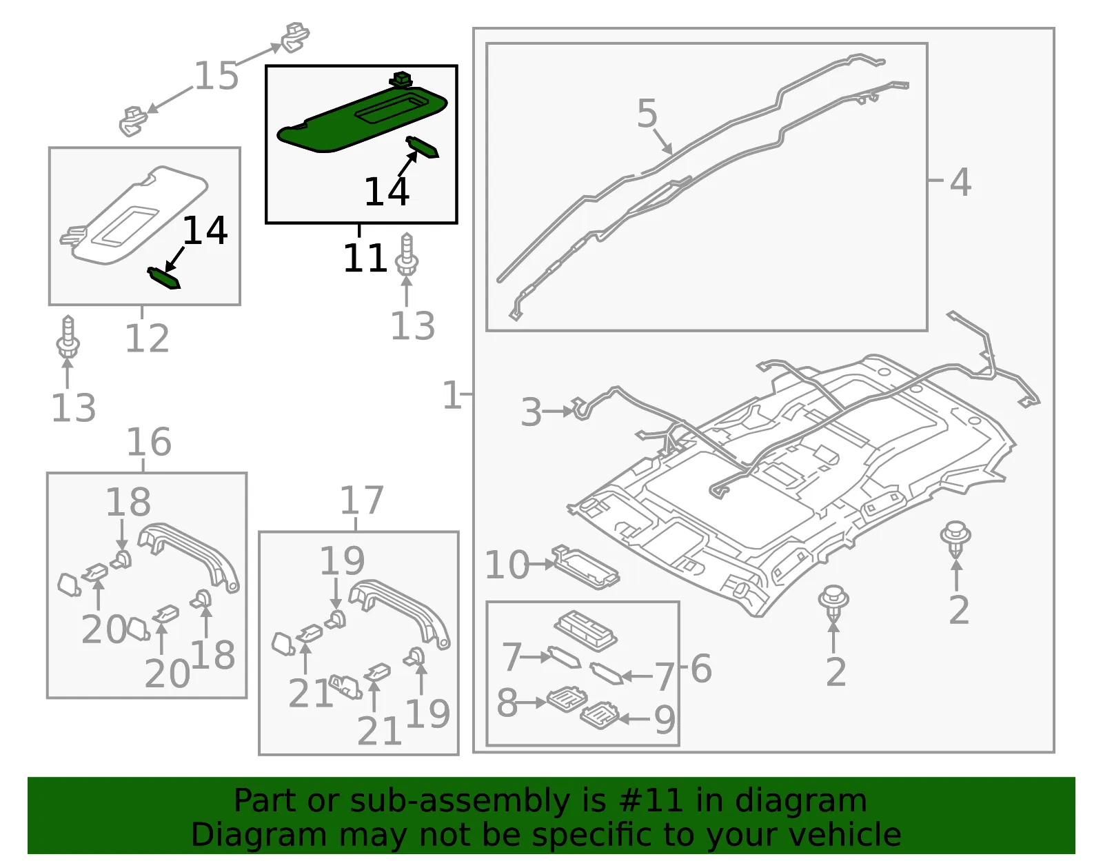 Sun-Visor - Passenger Side (RH) - Mazda (KF68-69-270E-75) - view 2