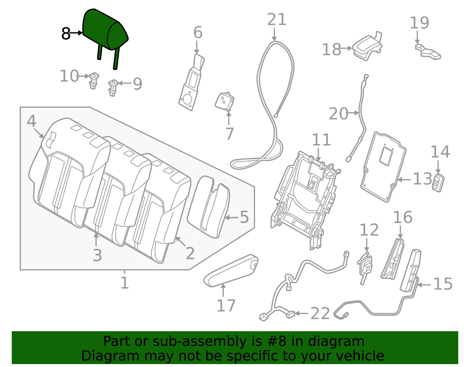 Headrest - Mazda (KFAB-88-240-39) - view 2