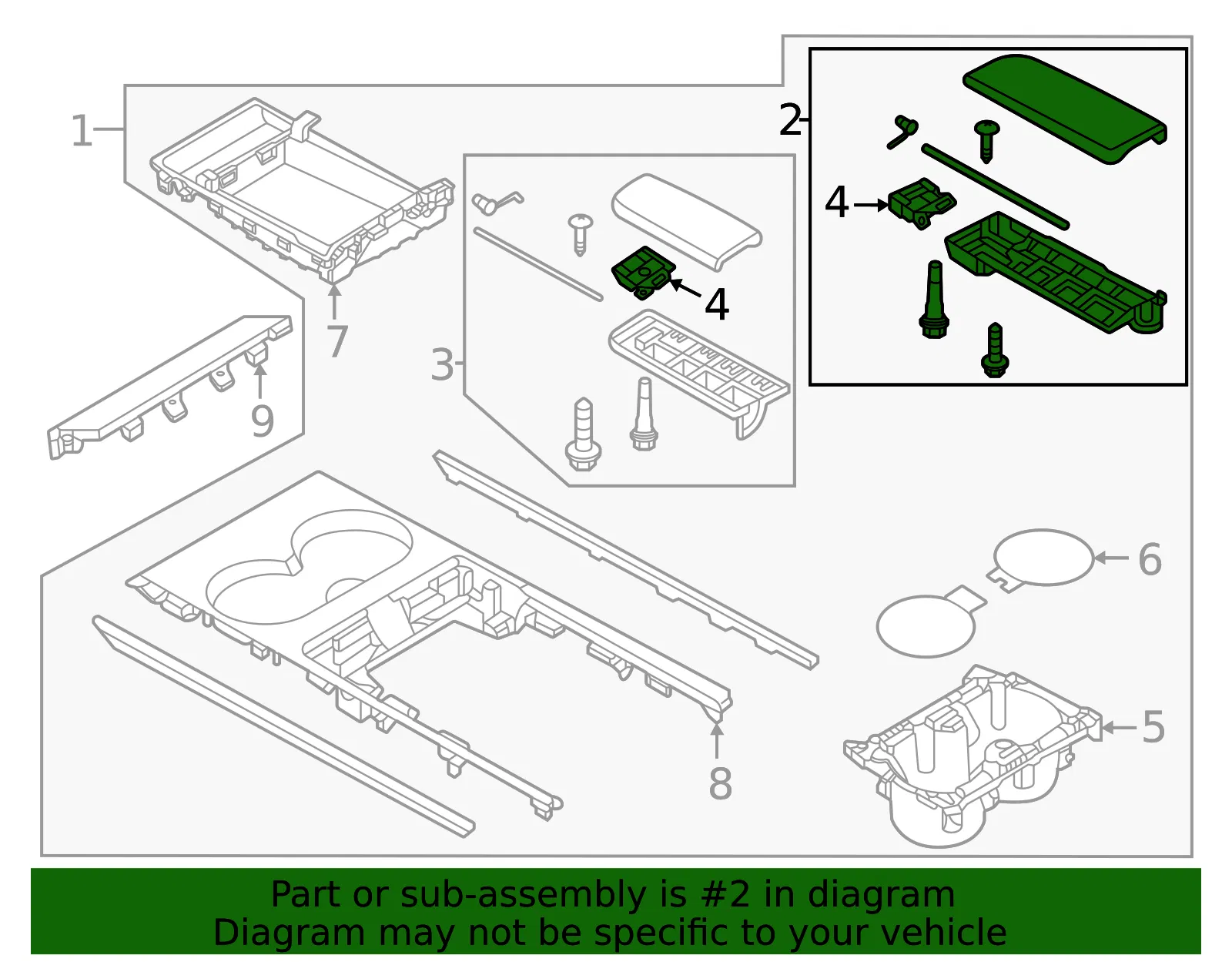 Console Lid - Mazda (KMW7-64-450A-02) - view 2